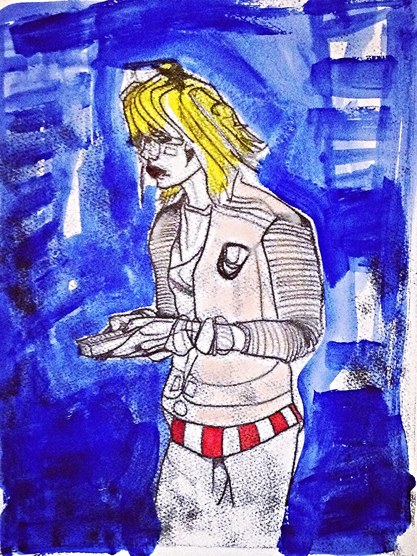 No sex (2015) Monoprint on Somerset 250GSM cream paper; acrylic