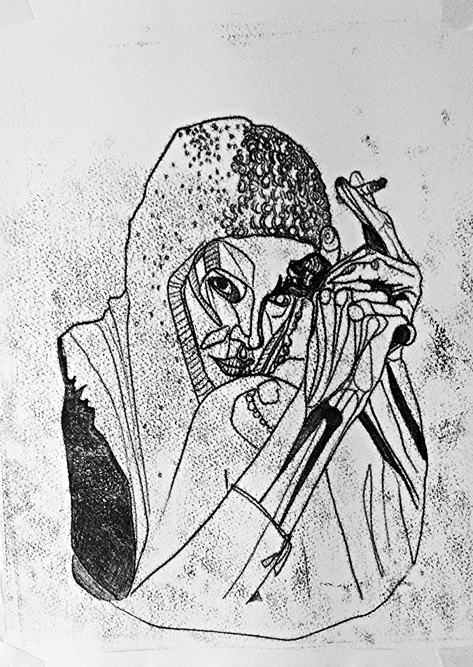 Love Crusader (2015) Monoprint on Somerset 250GSM Cream paper; etching ink