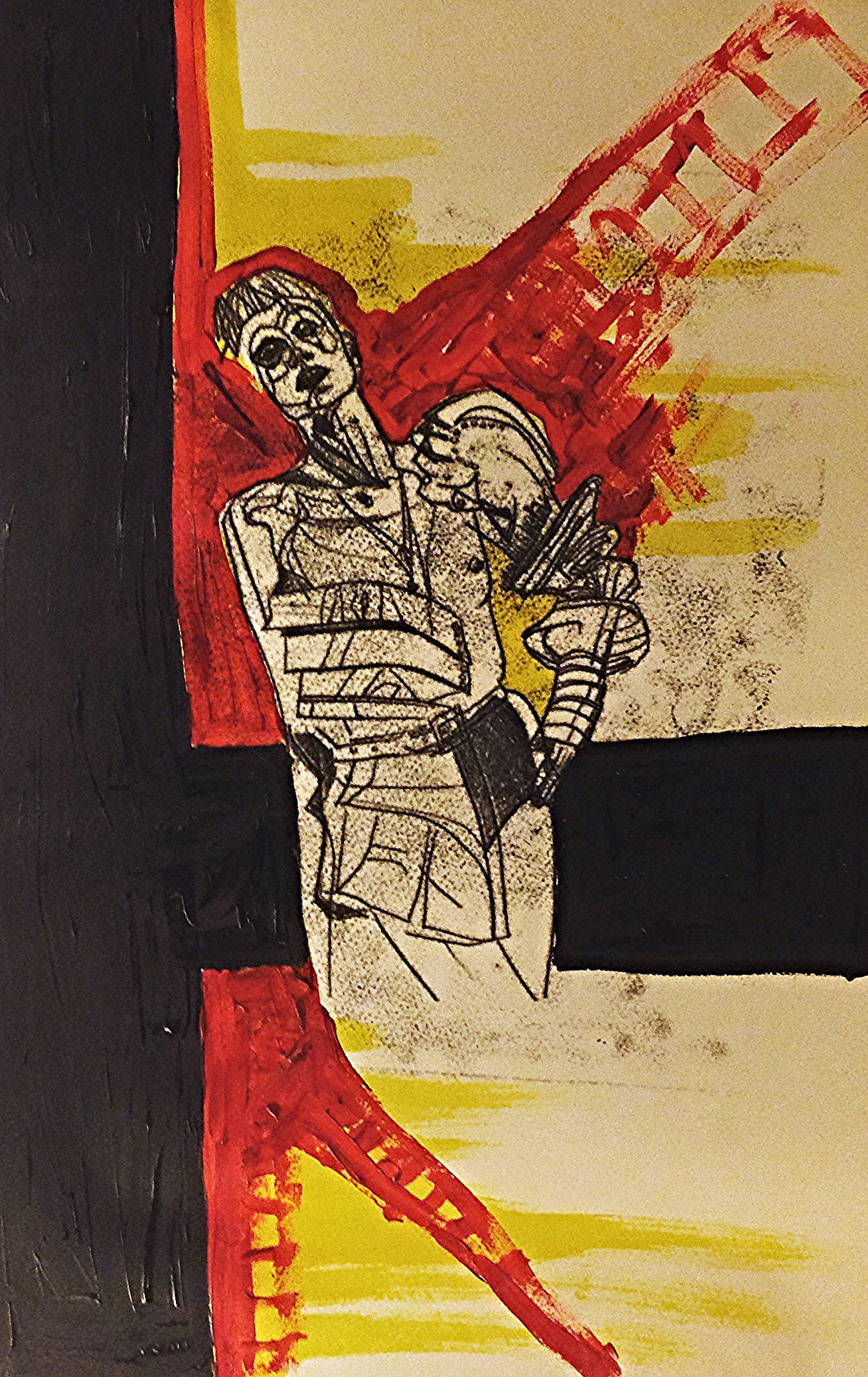 Last night i dreamt of the Armada (2015) Monoprint on Somerset 250GSM Cream paper; etching ink; Acrylic