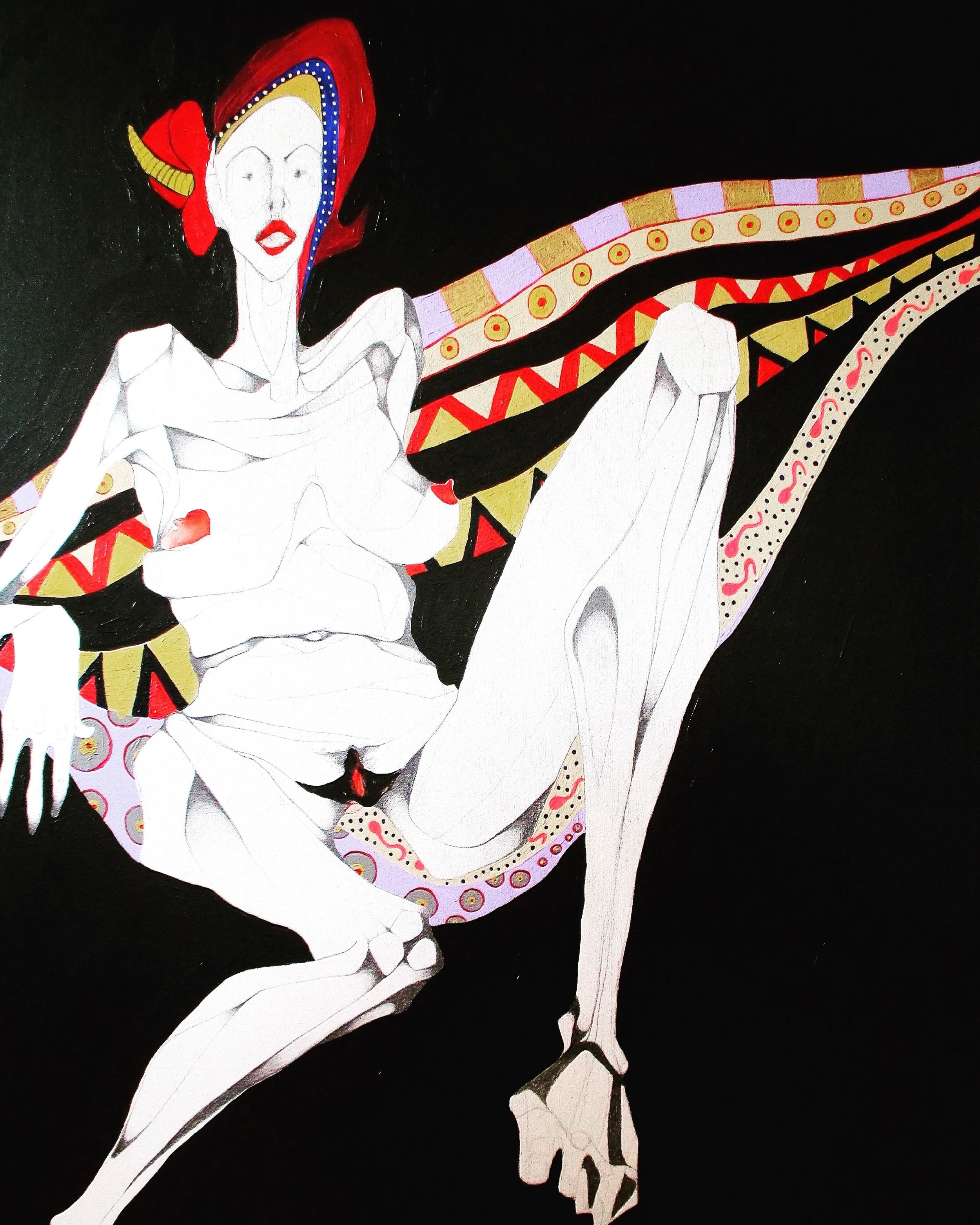 The gift of being a woman! Acrylic and graphite on stretched canvas, 122cm x 91cm (2015)