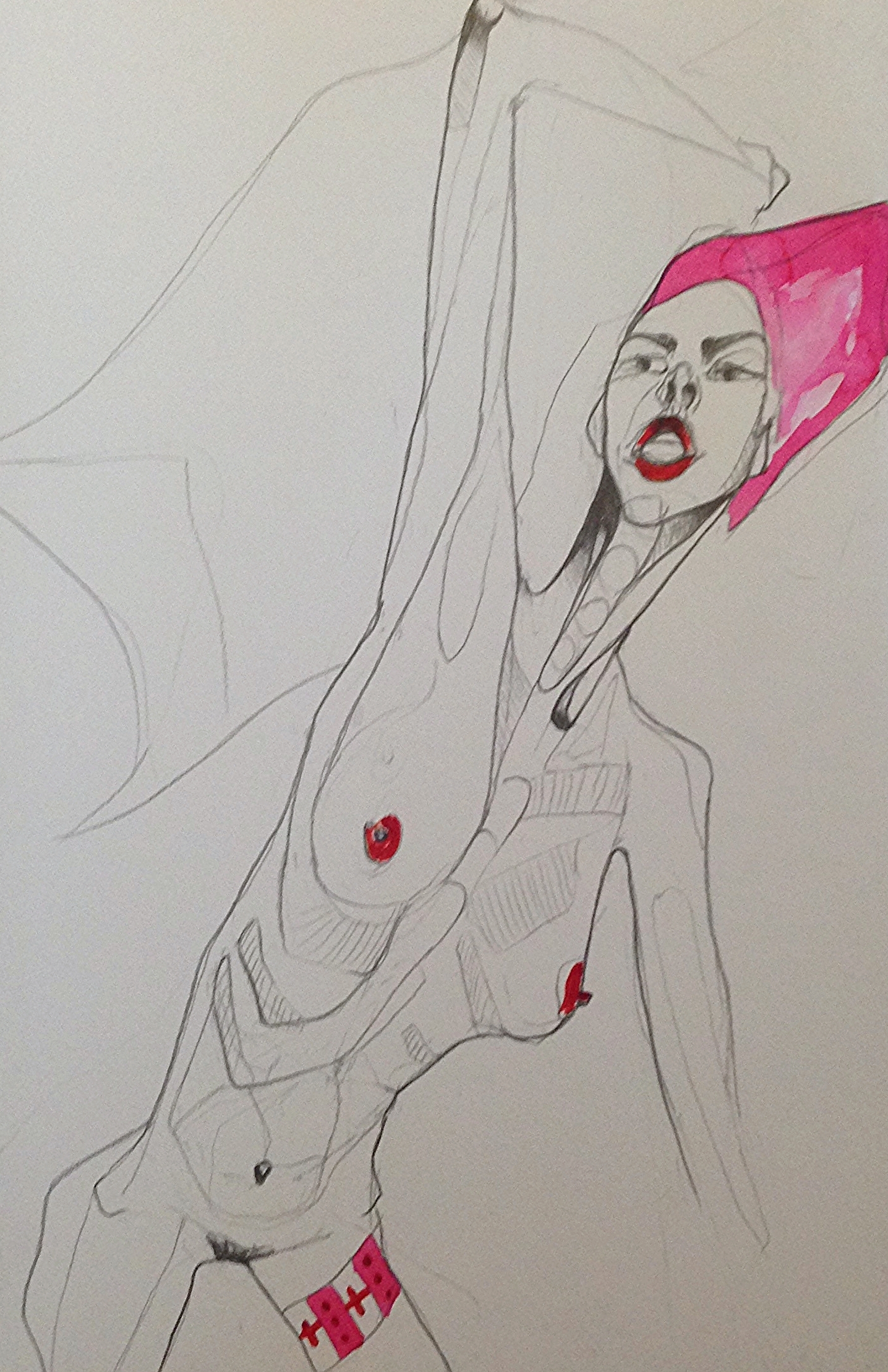 Liberte, Egalite, Fraternite! (2015) Graphite and gouache on A4 Cartridge Paper