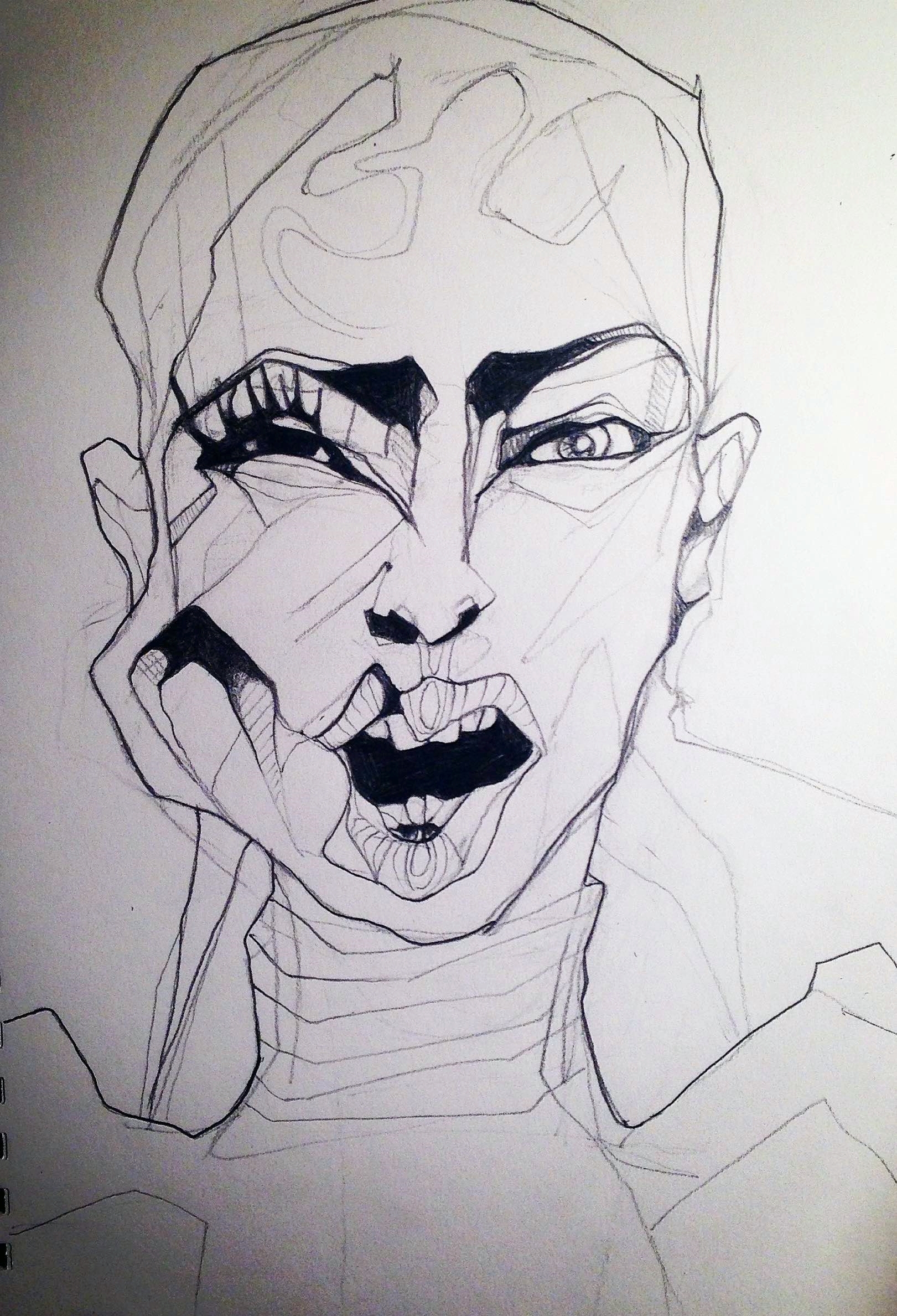 Right Gob on her! III (2016) Graphite on A4 Cartridge Paper