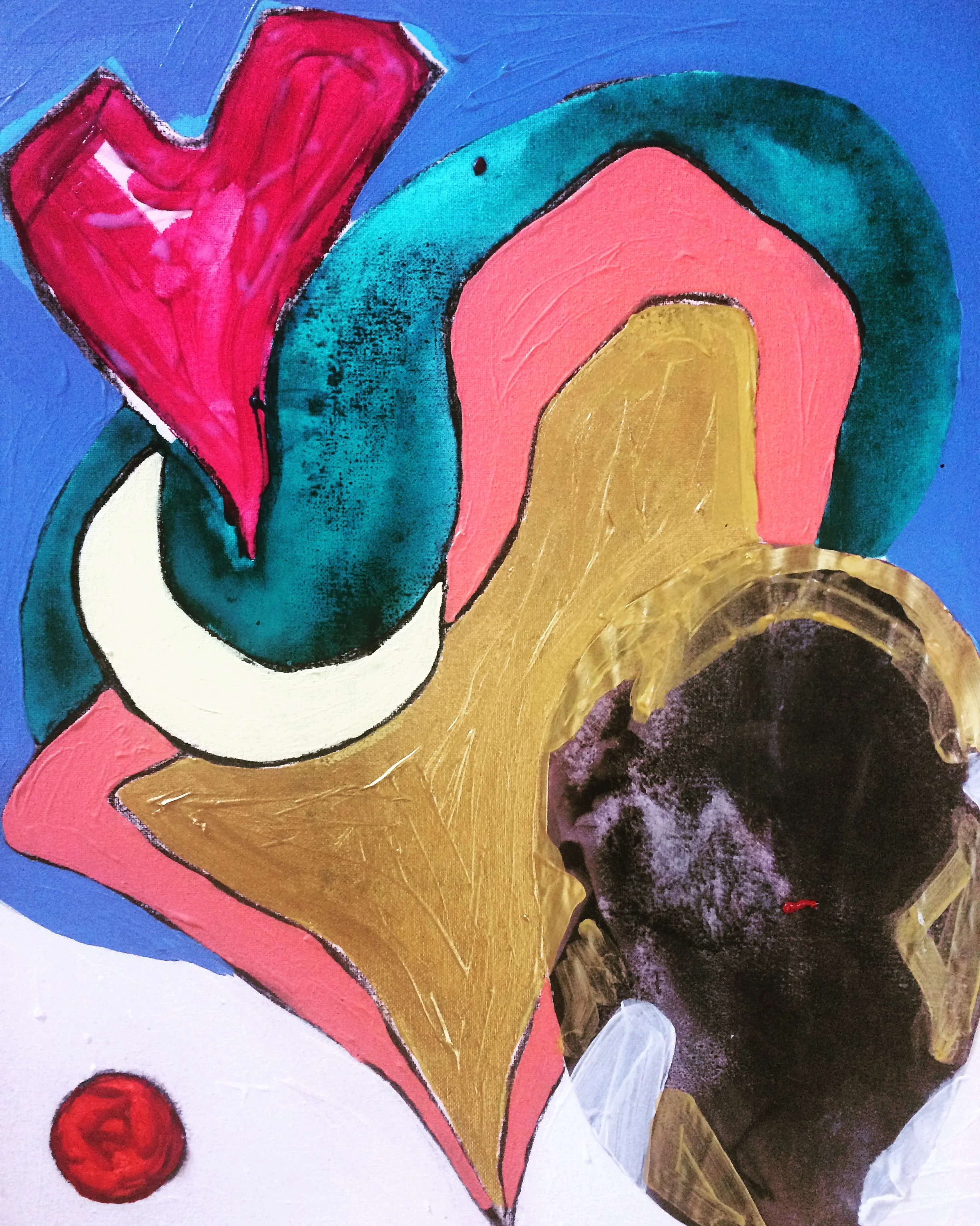 Love Crusader IV, mixed media painting, collage & acrylic on stretched canvas, 51x41cm (2018)