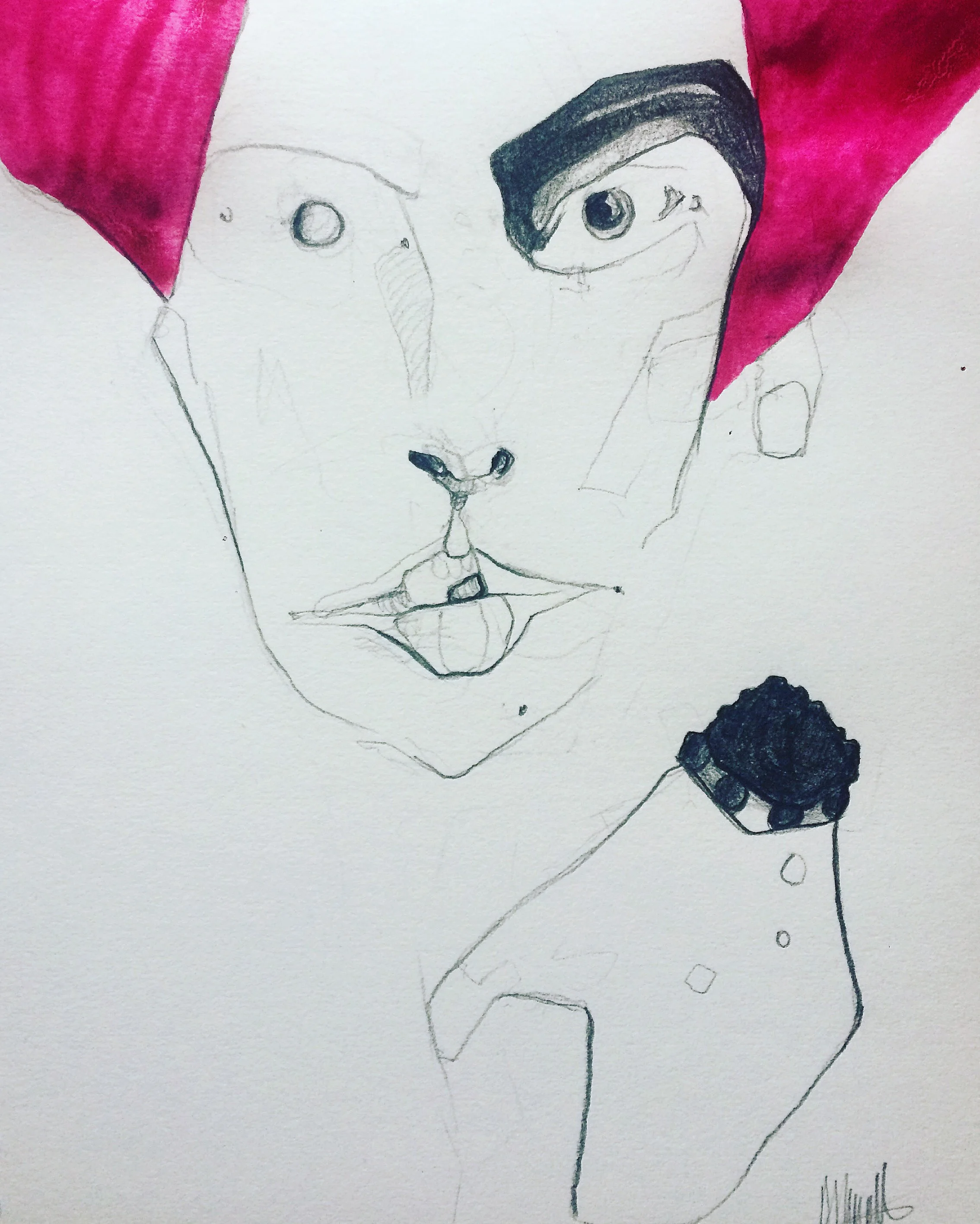 Eugenia (2018), graphite and gouache on A4 cartridge paper