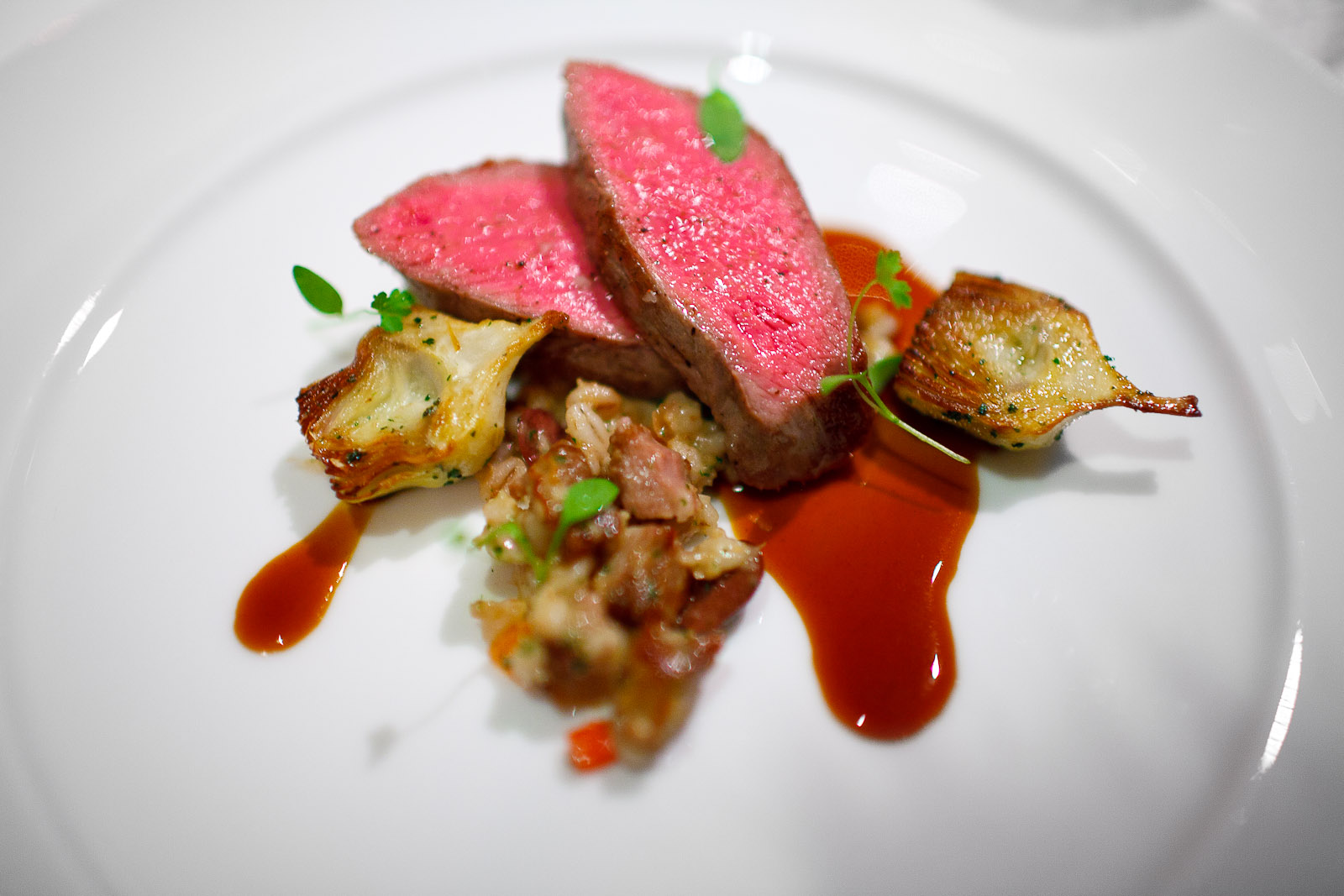 10th Course- Rib-eye of Elysian fields farm lamb