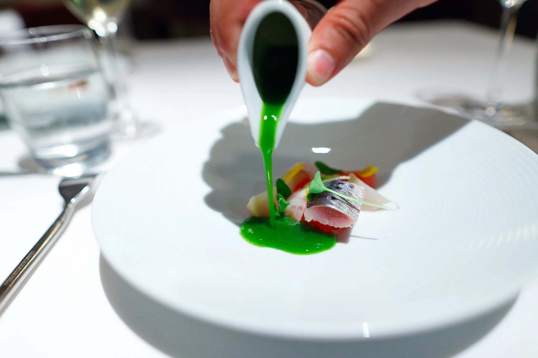 5th Course - Japanese sardines with beets, watermelon, radish and a garden sorrel sauce