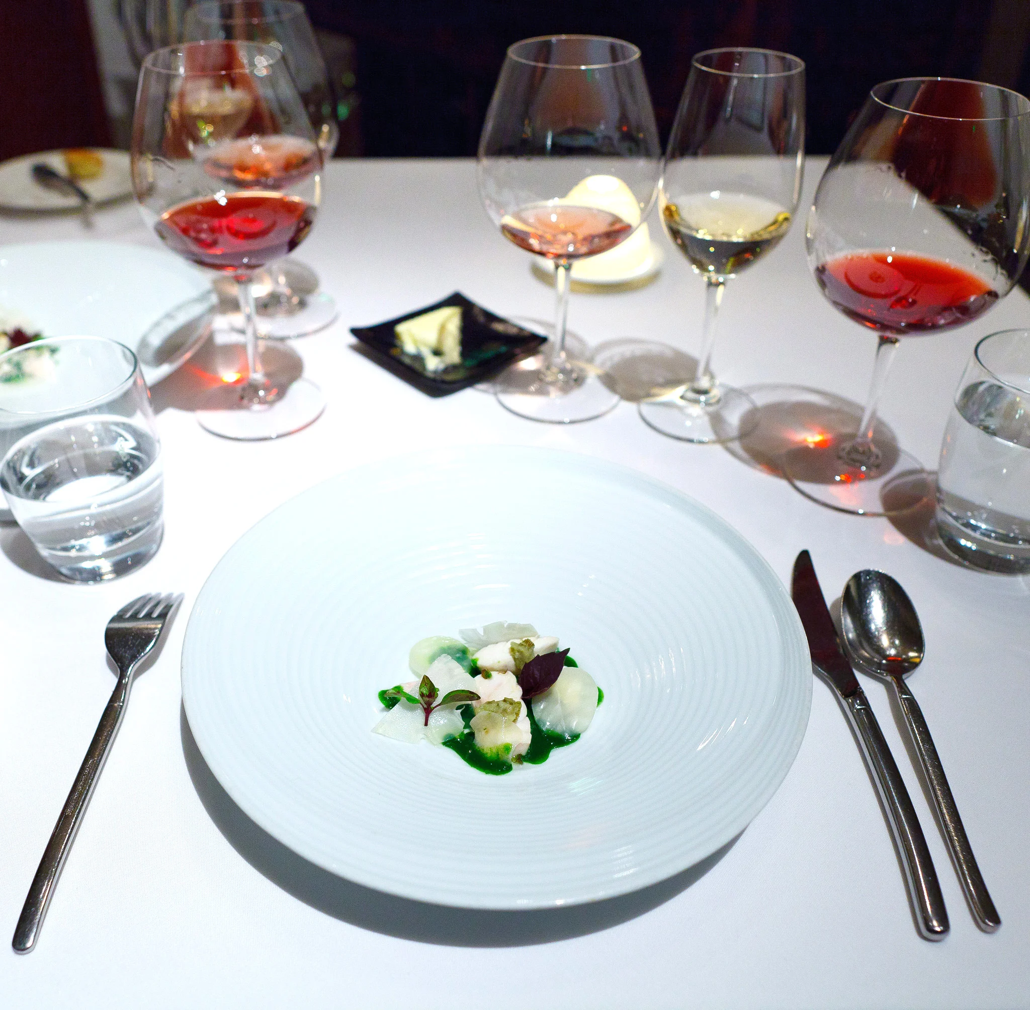  13th Course - Poached halibut served with with young celeriac, romanesco
