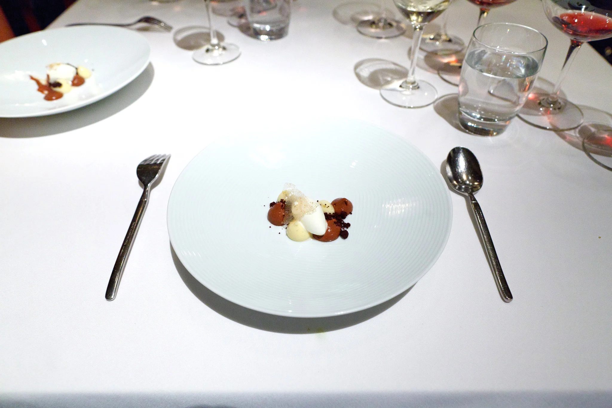 17th Course - Chocolate caramel cremeaux, fleur de sel ice cream, popcorn custard