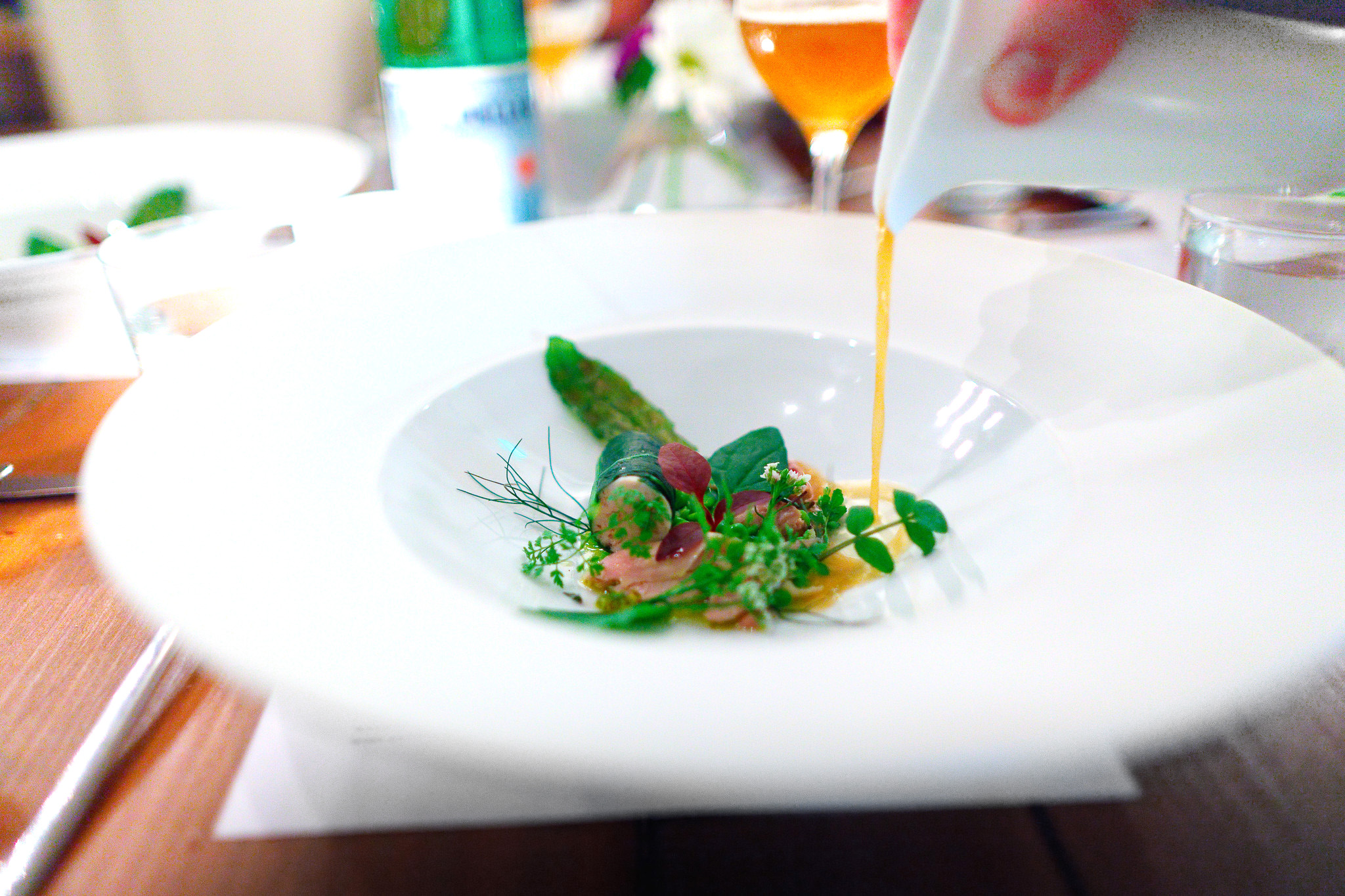 5th Course, Pasternack's rabbit - hind leg meat, loin, and foie gras combined into a farce wrapped in cabbage