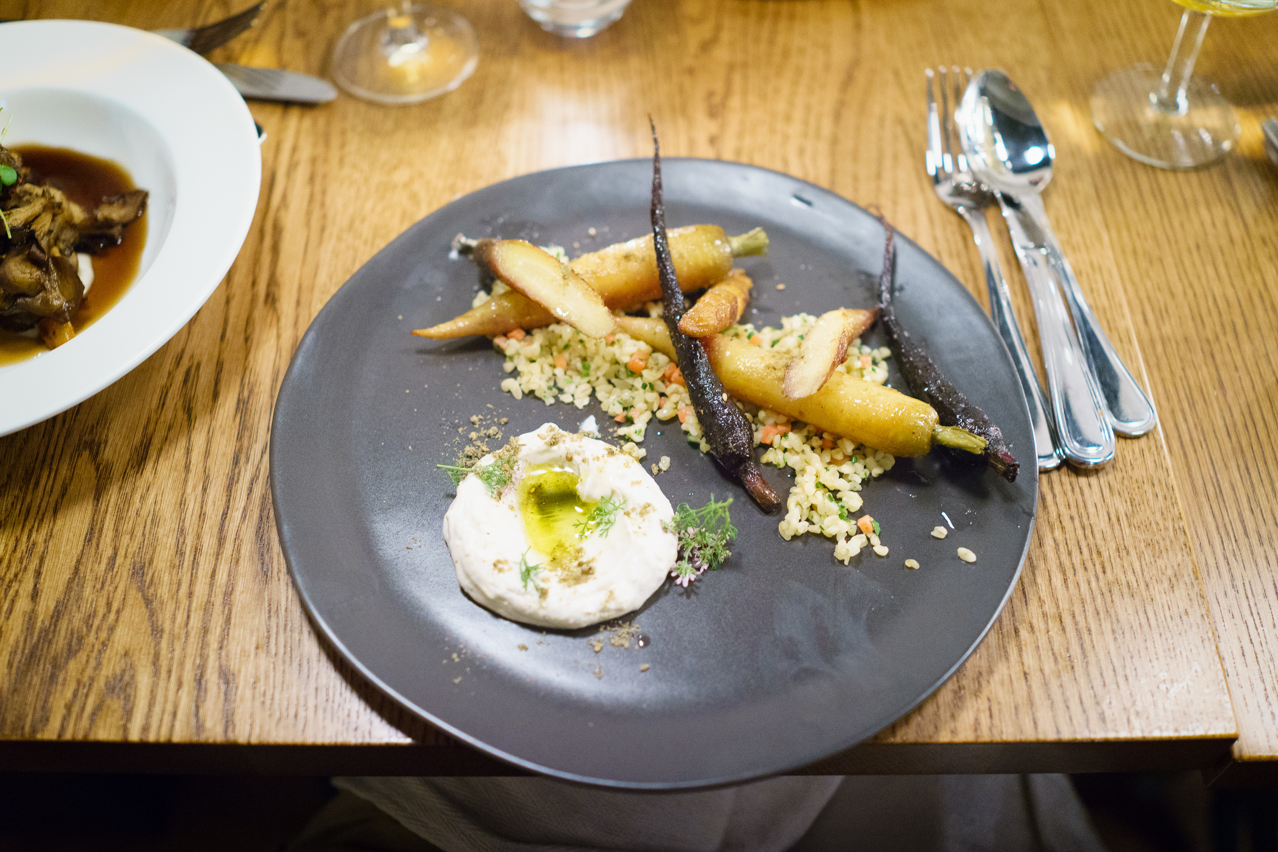 Root Vegetables, hazelnut, radicchio, apple saba