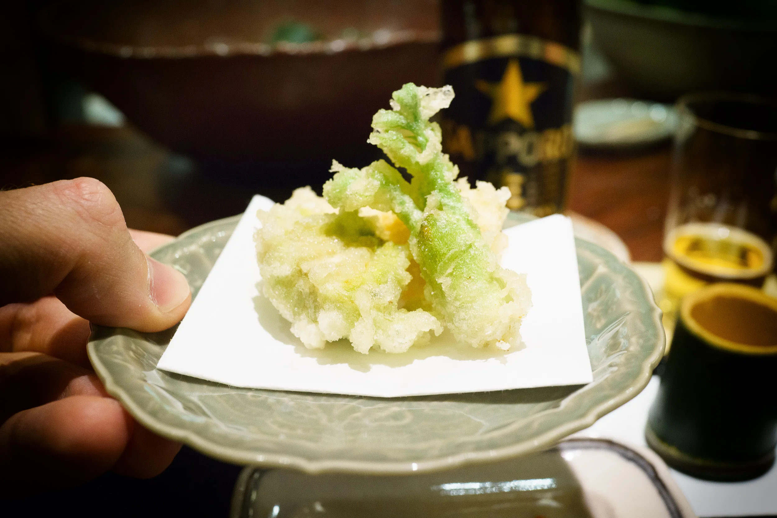 4th Course: Bitter greens tempura