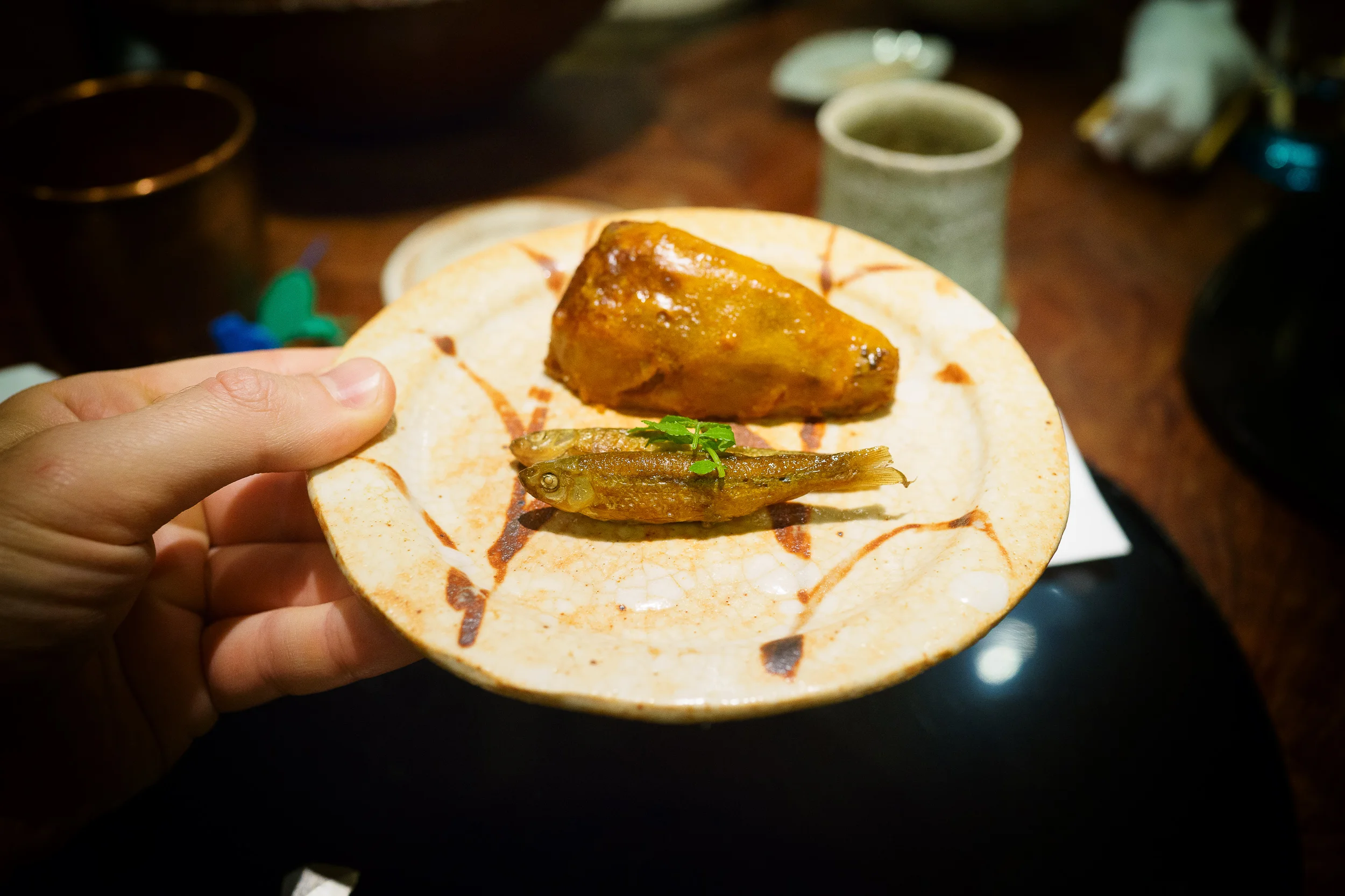 14th Course: Ebiimo (Japanese taro) with small fish