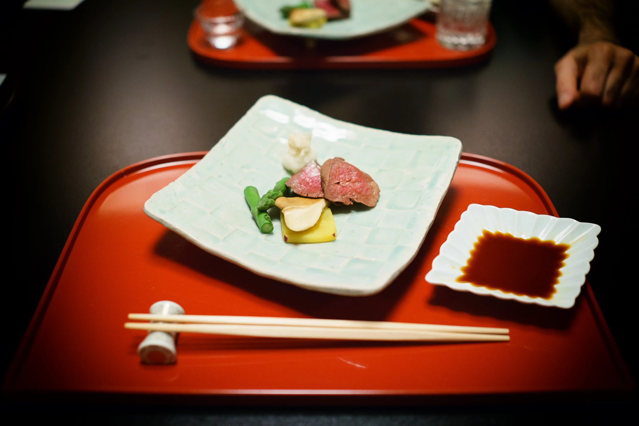 7th Course: Grilled wagyu fillet beef, sweet potato, oyster mush