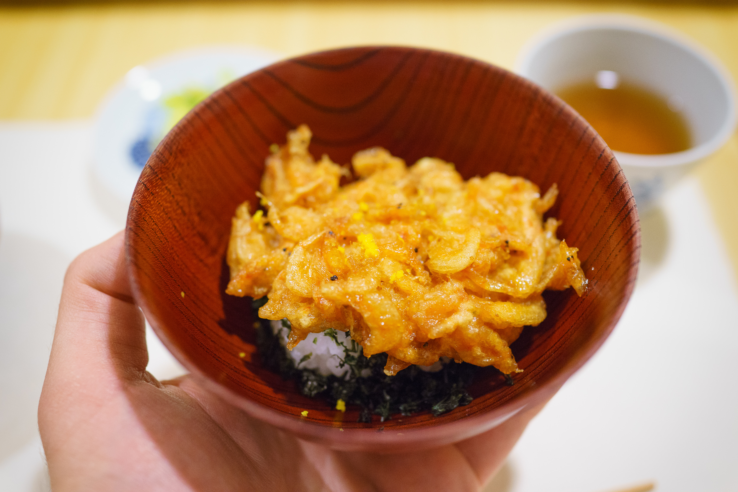 12th Course: White rice with fried small shrimp