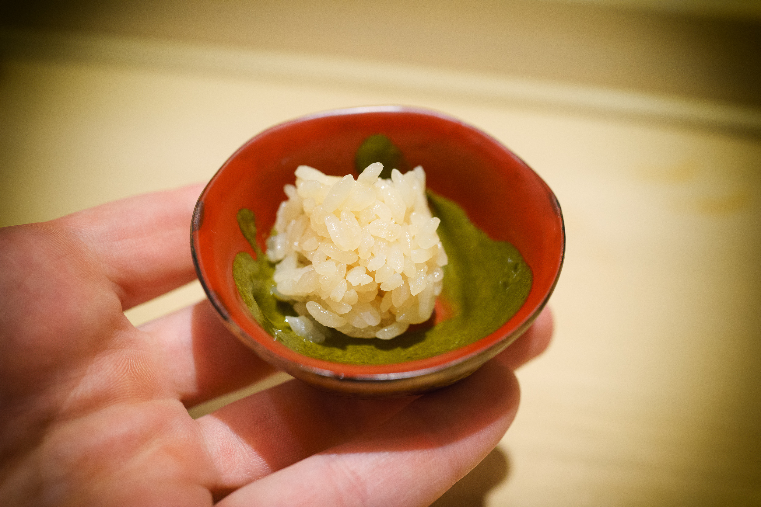 5th Course: Sushi rice in abalone liver sauce