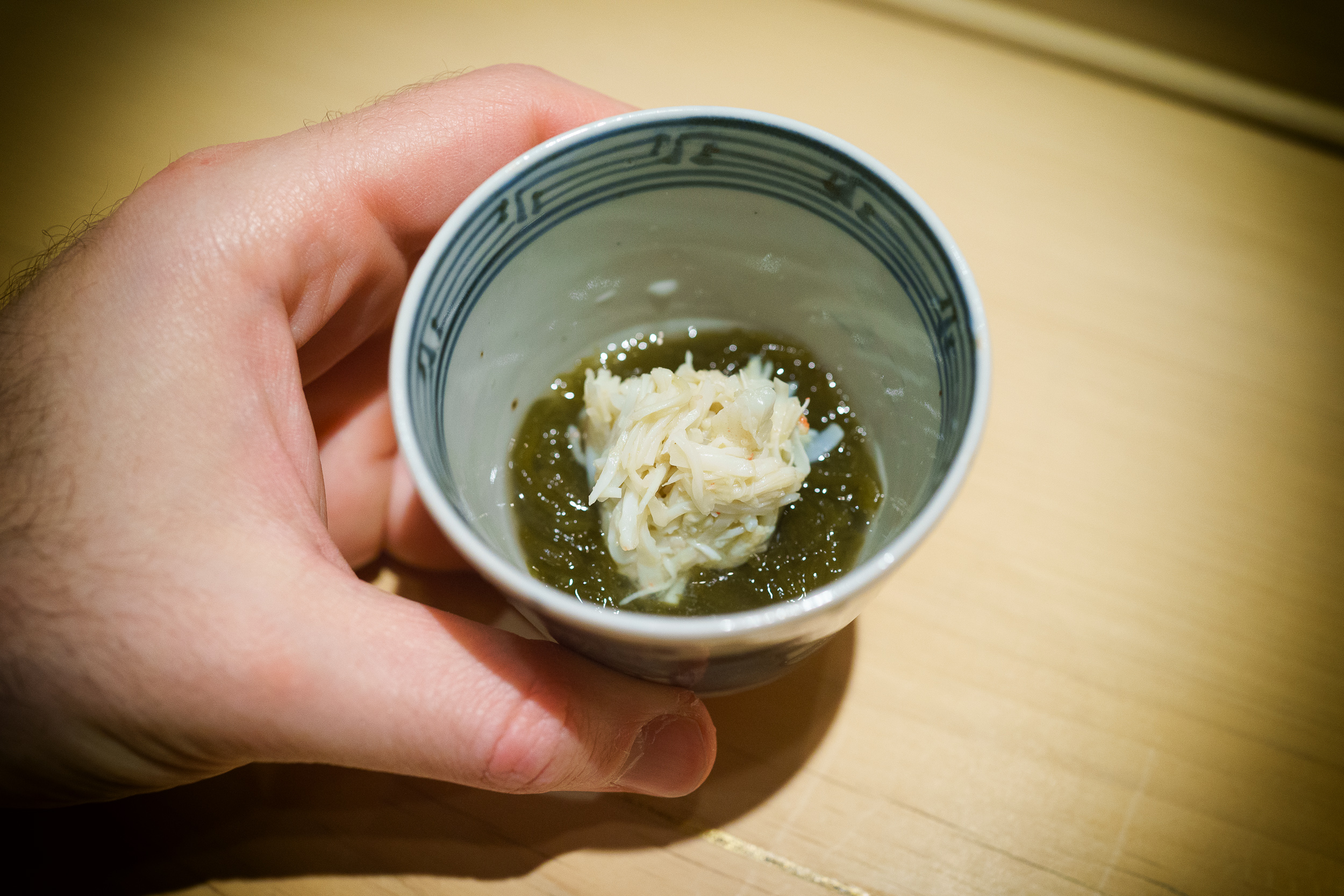 7th Course: Hokkaido snow crab, mozuzuke seaweed from Hokkaido