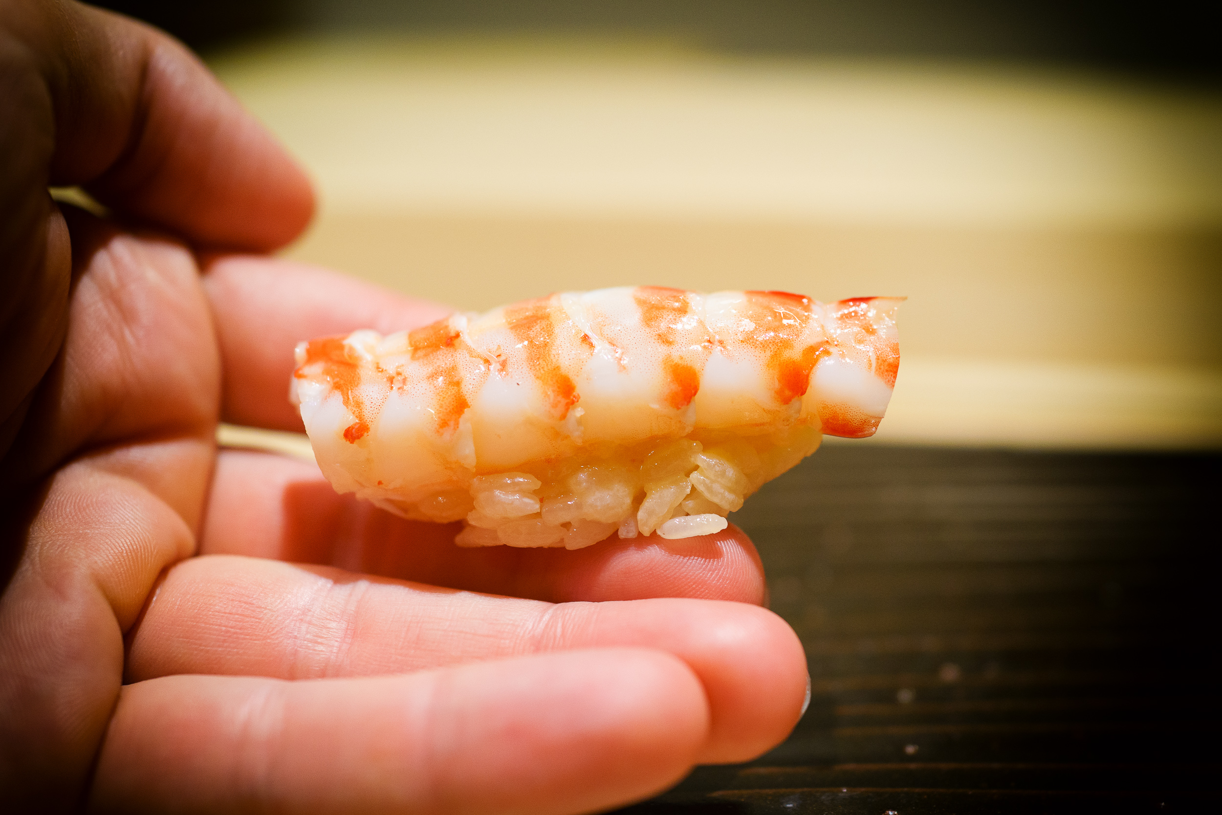 15th Course: Kurumaebi brushed with shrimp brain miso