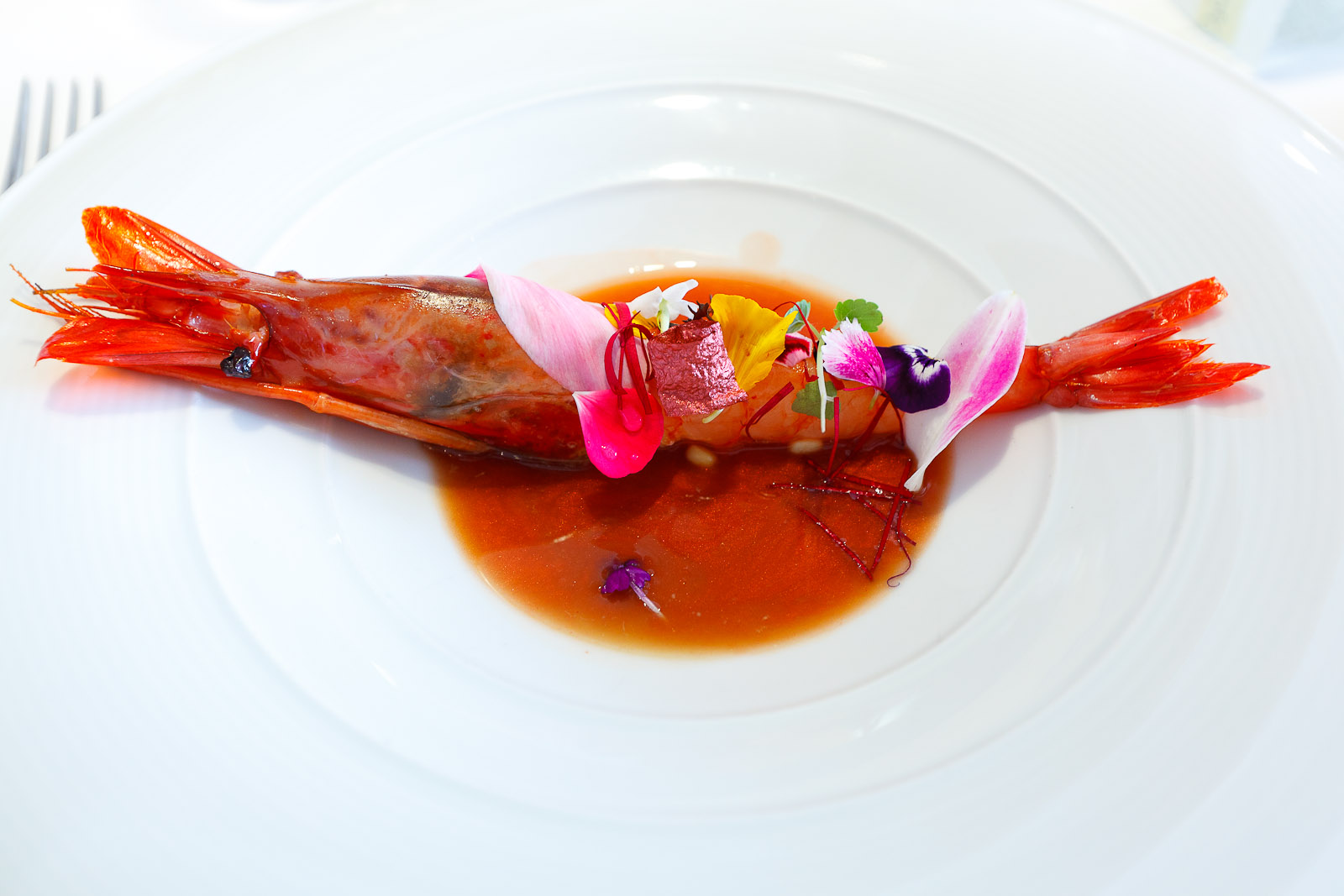 10th Course Denias pink prawn.
