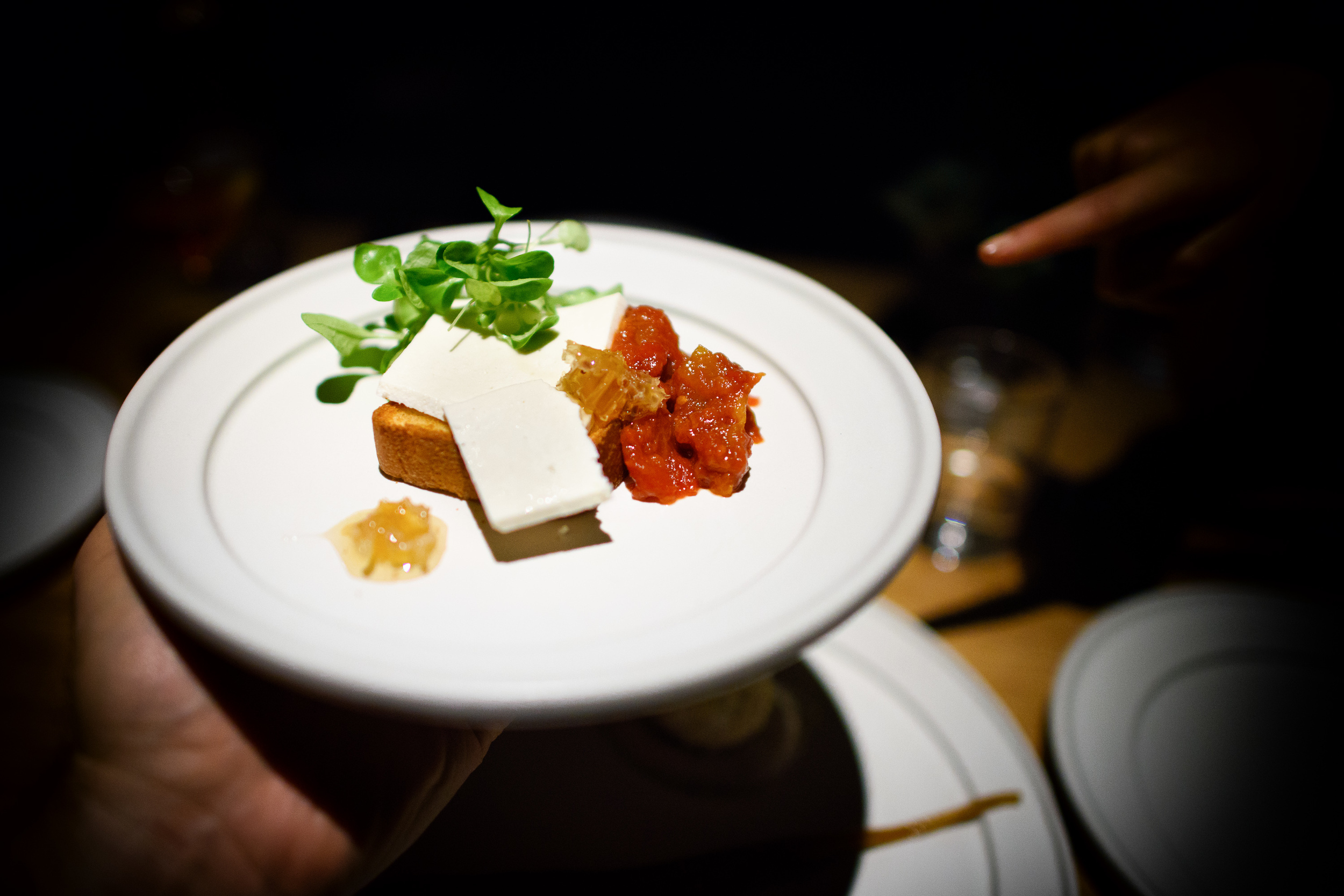 Tomato-chipotle marmalade, brioche, ricotta salata