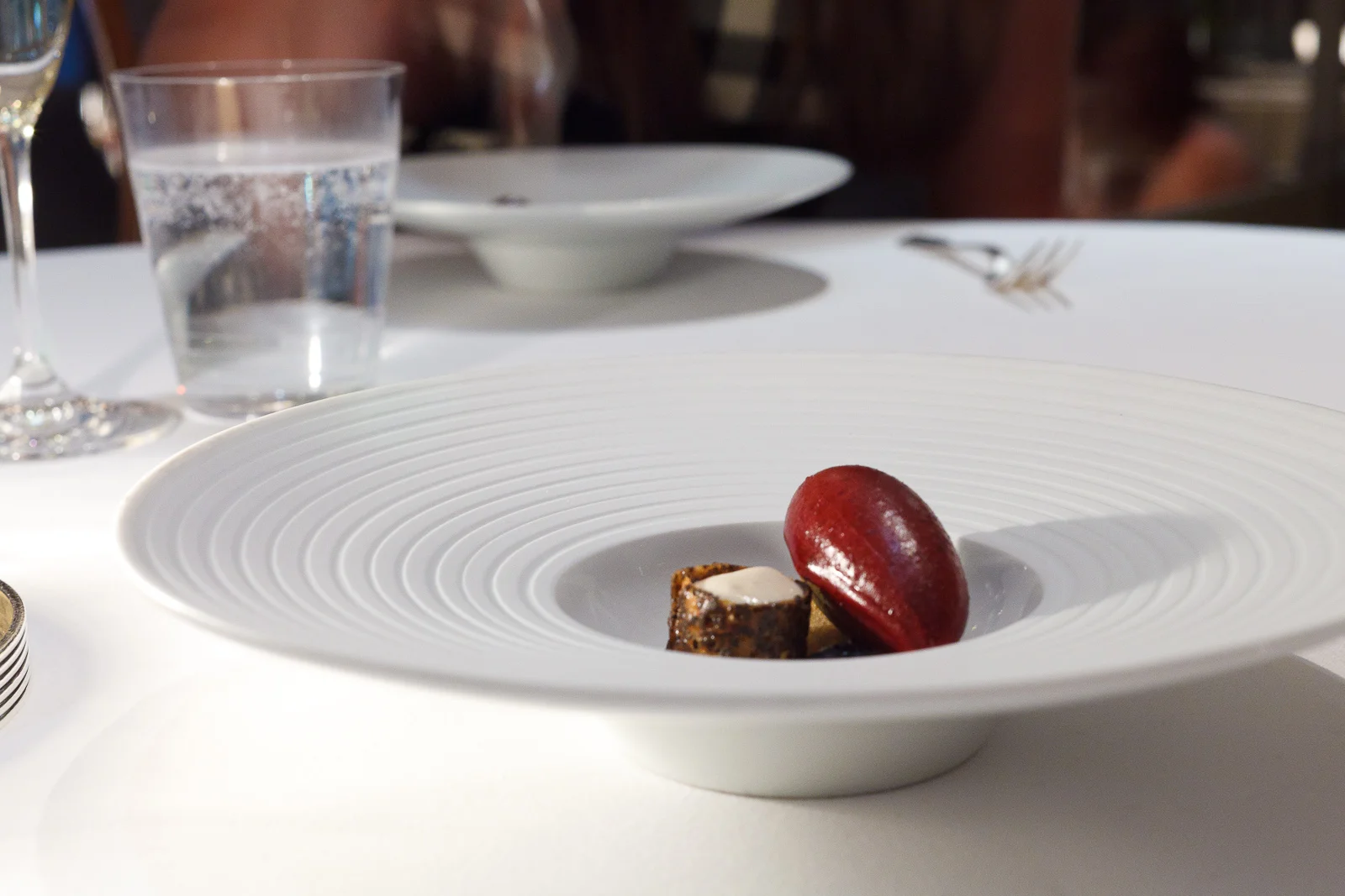 18th Course: Blueberry sorbet, cornmeal financier, poppy seed brittle and toffee-creme fraiche