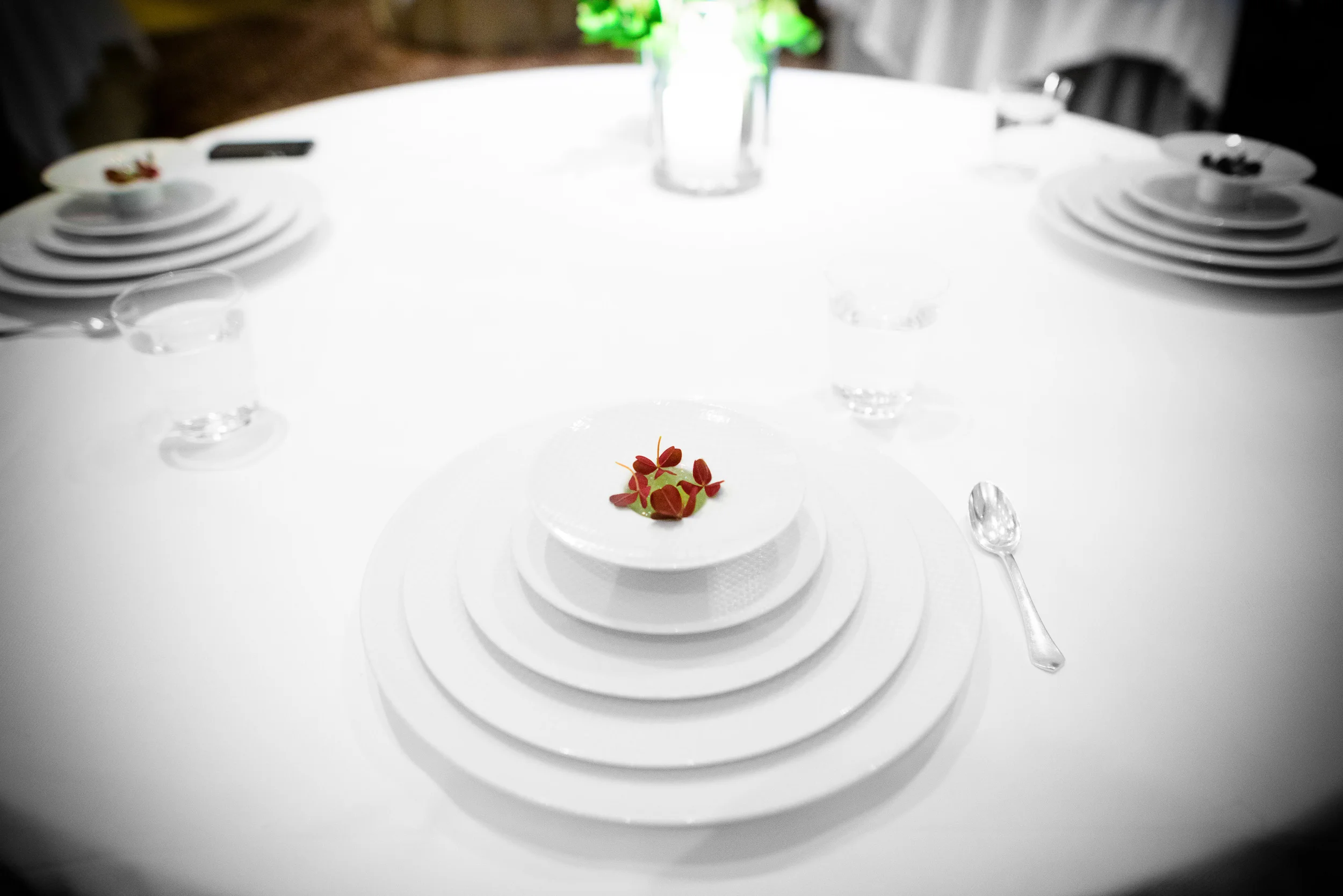 5th Course: Hass avocado "mousse," yuzu "pearls," and heirloom s