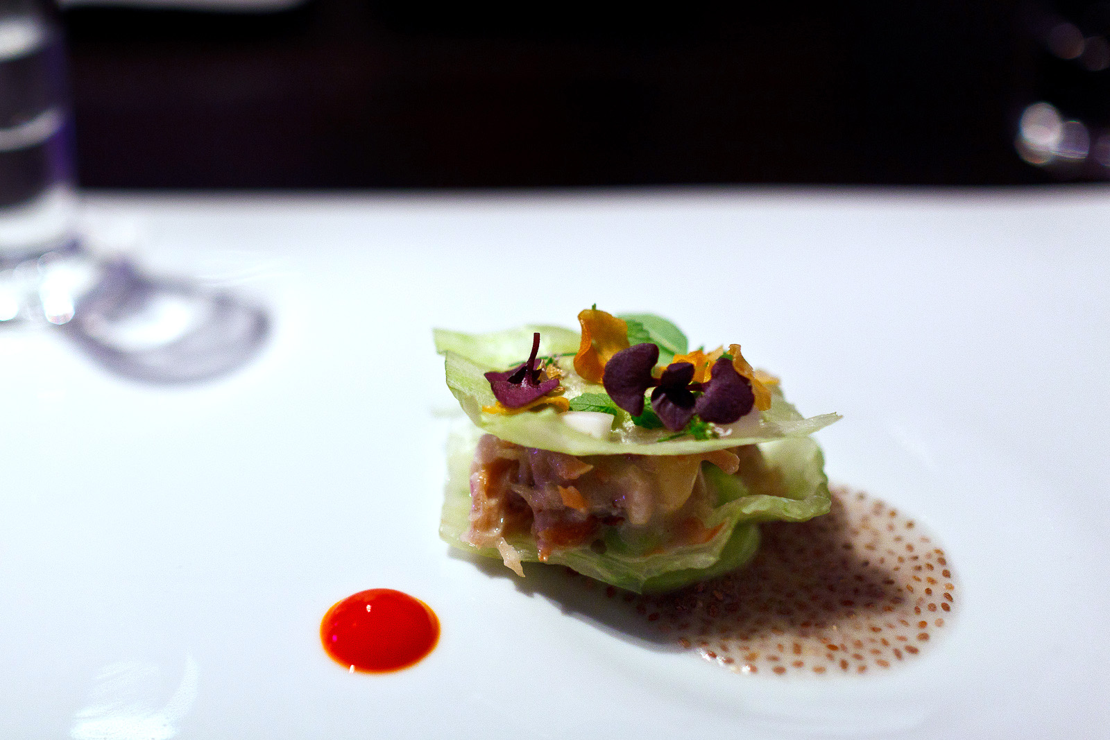 Alinea, Chicago - Pork belly, iceberg, cucumber, thai distillation