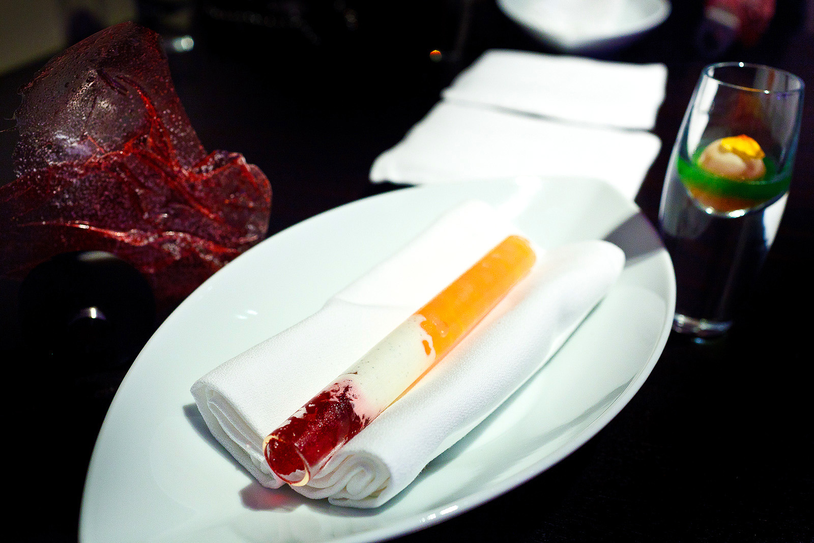 Alinea, Chicago - Bubble gum, long pepper, hibiscus, crème fraiche