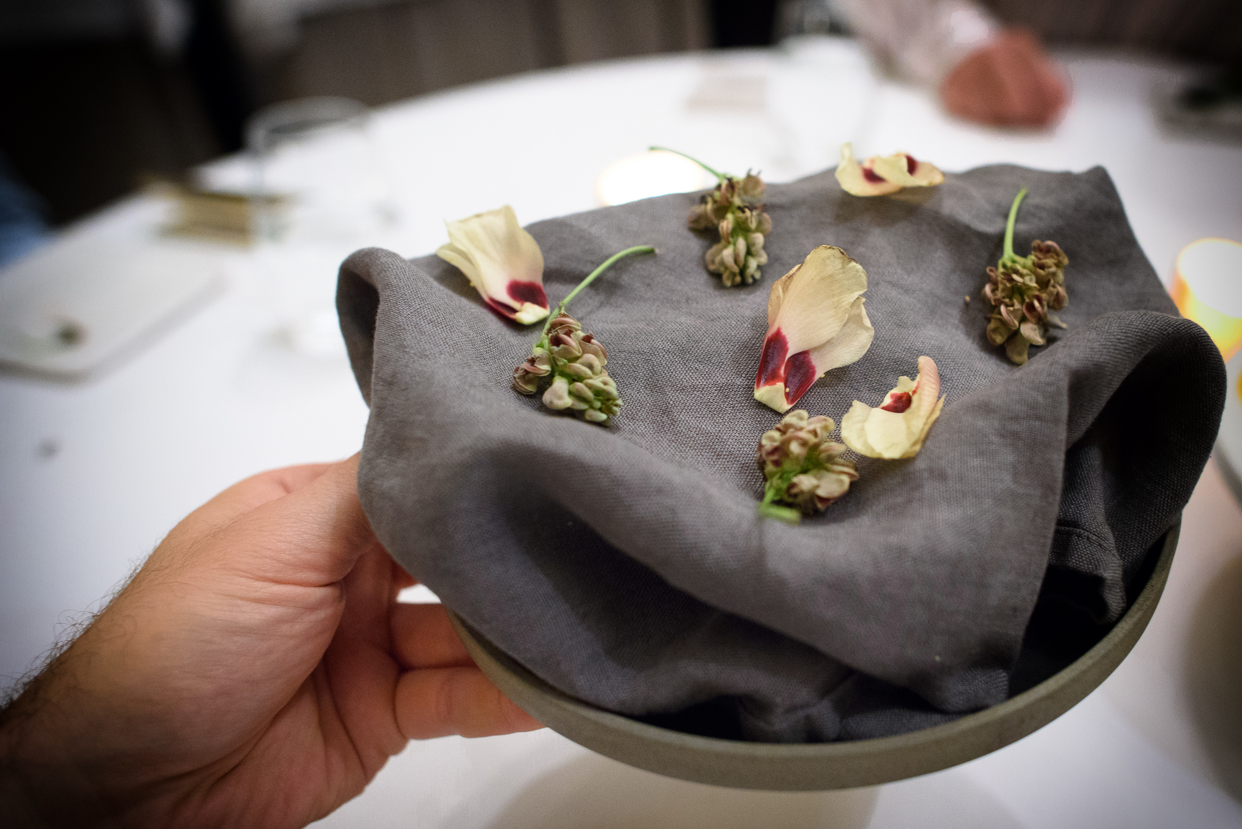 Nut flowers and okra