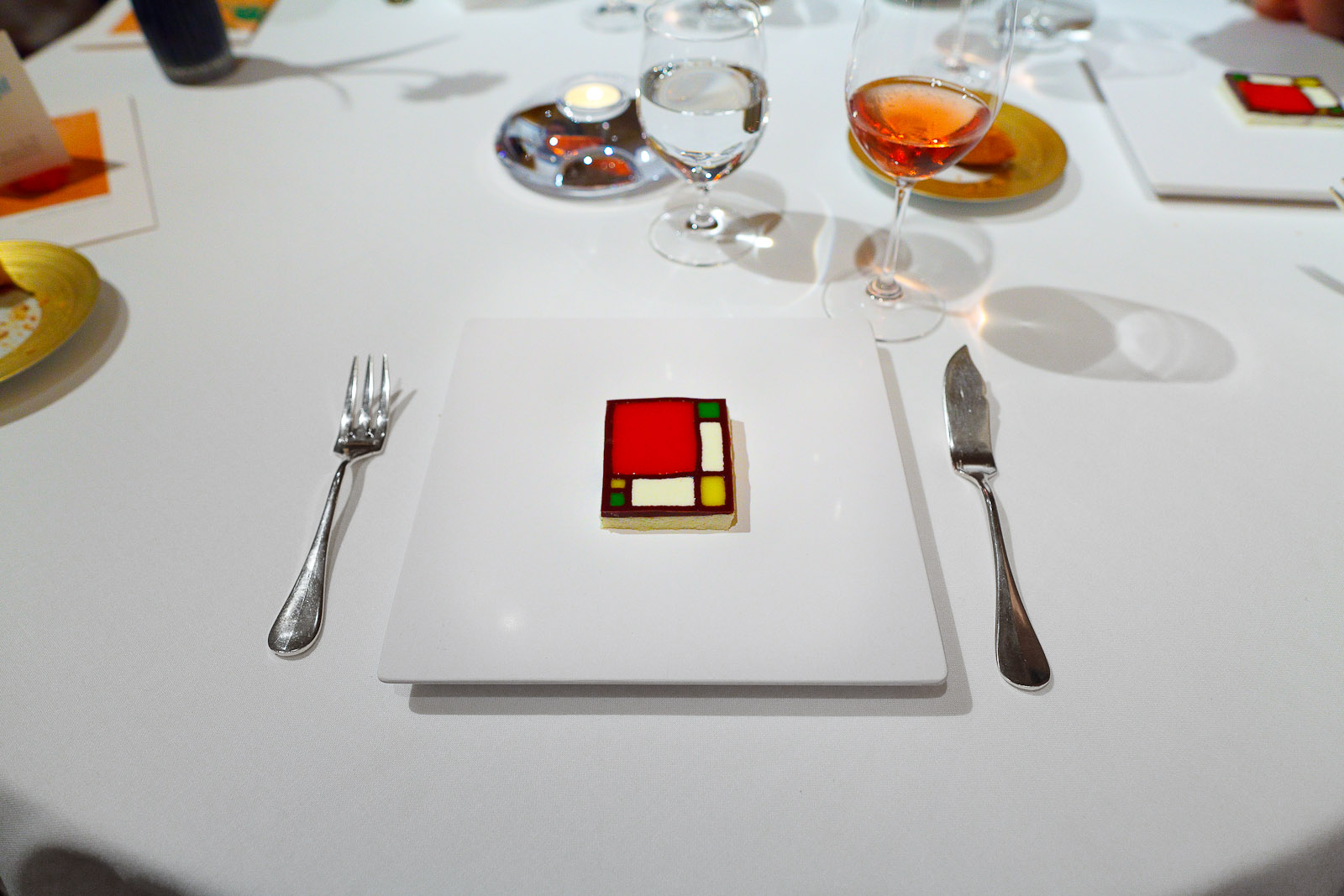 2nd Course: Gastronomic Mondrian - cod brandada, colored peppers, black olives