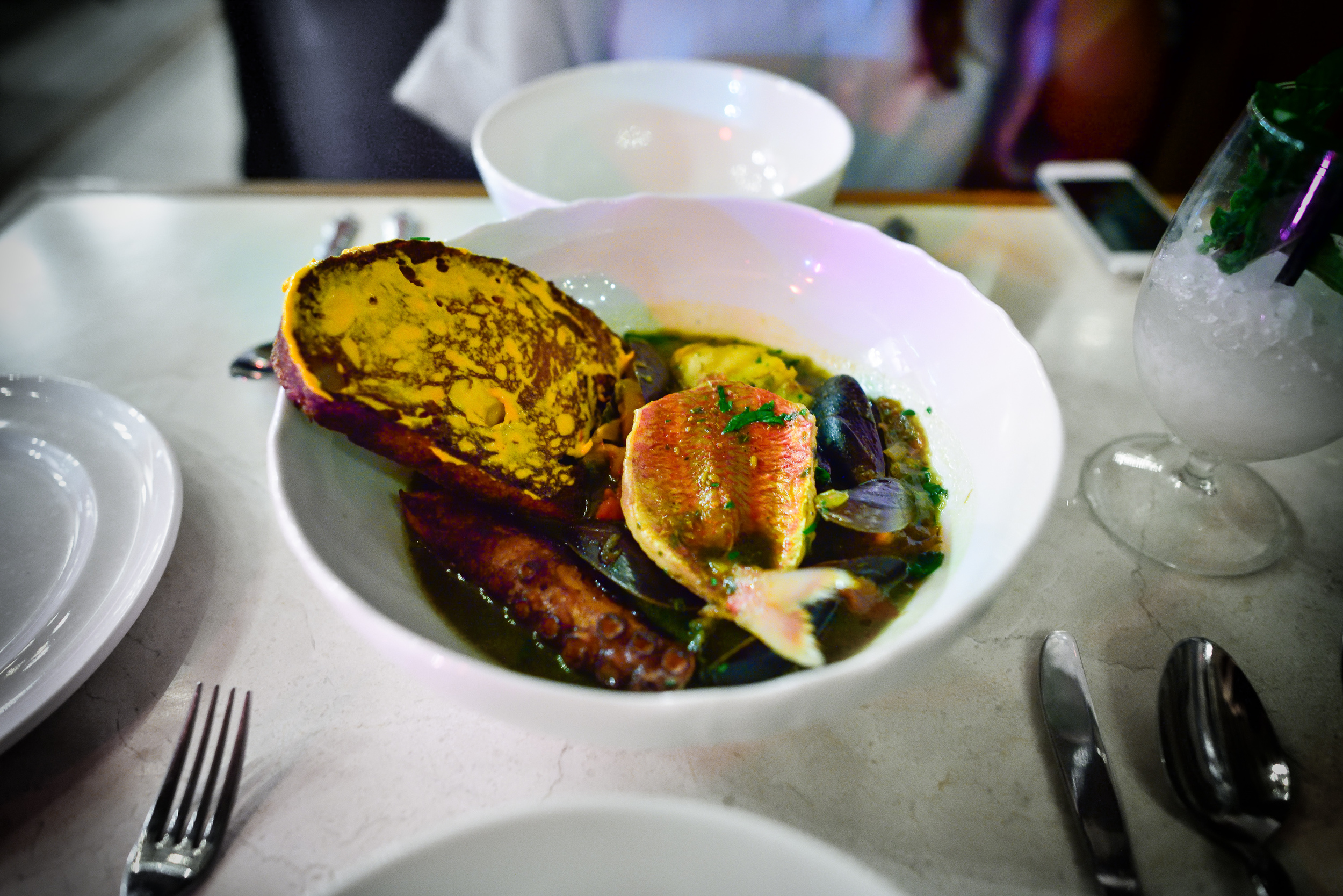 Bouillabaisse Noire - Rouget, octopus, rouille ($37)