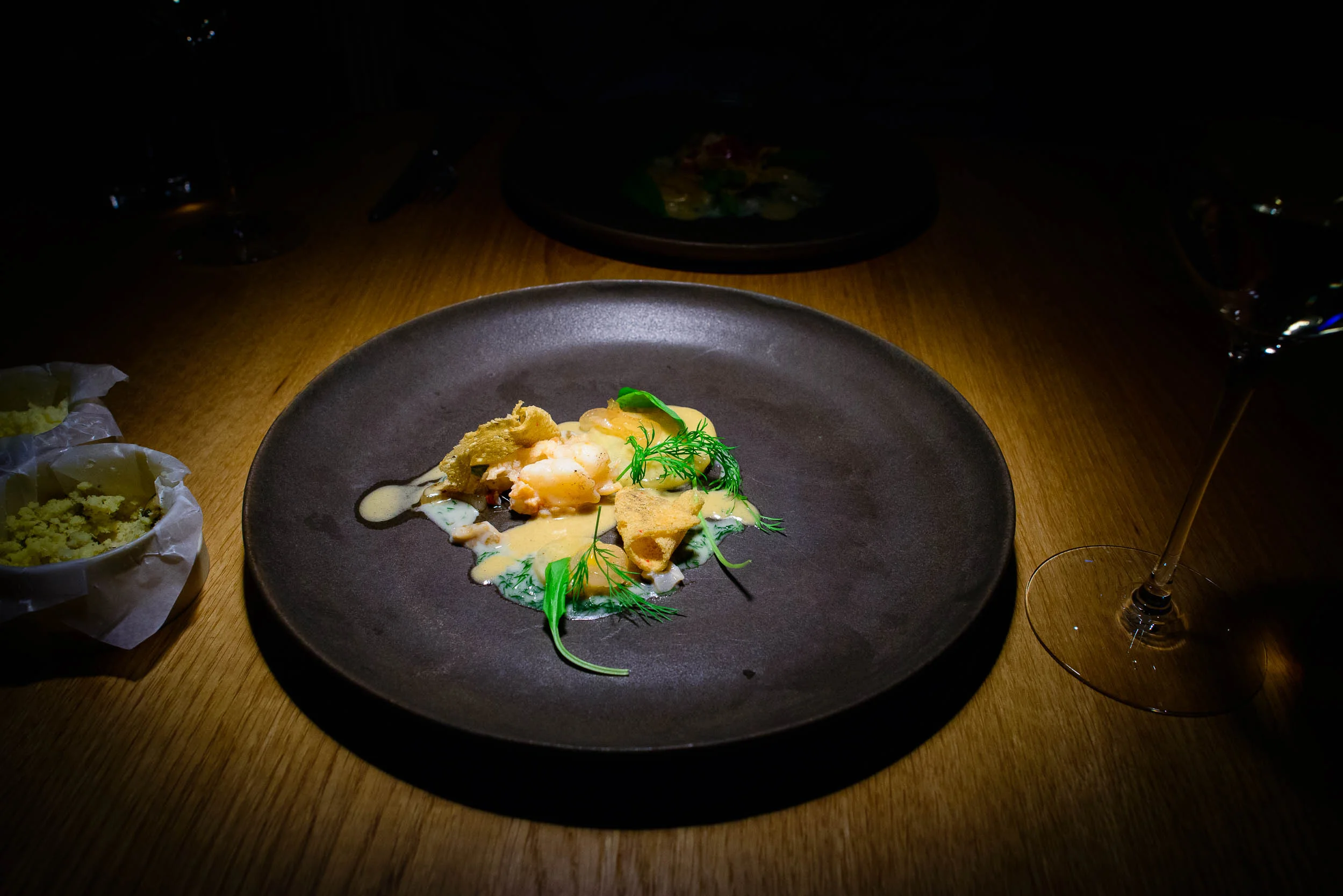 Swedish lobster with dill in oyster sauce, braised kohlrabi in c
