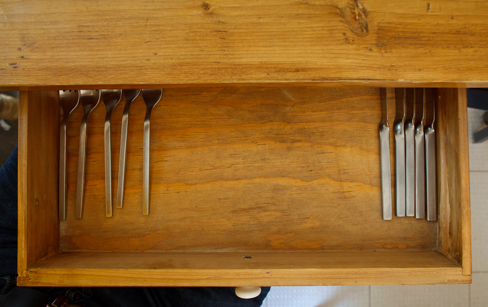Drawer of forks and knives