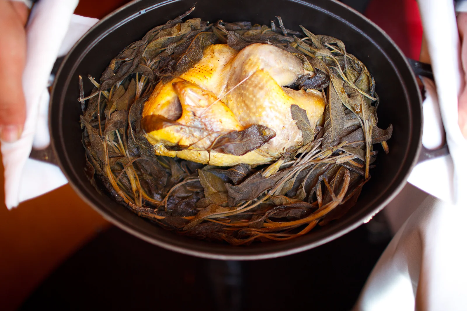 Poularde de Bresse in Fig Leaves