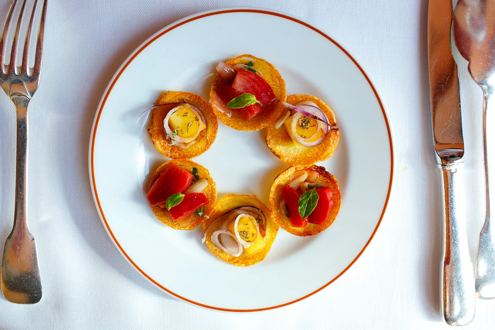 Tartelettes of beet, onion, and squash
