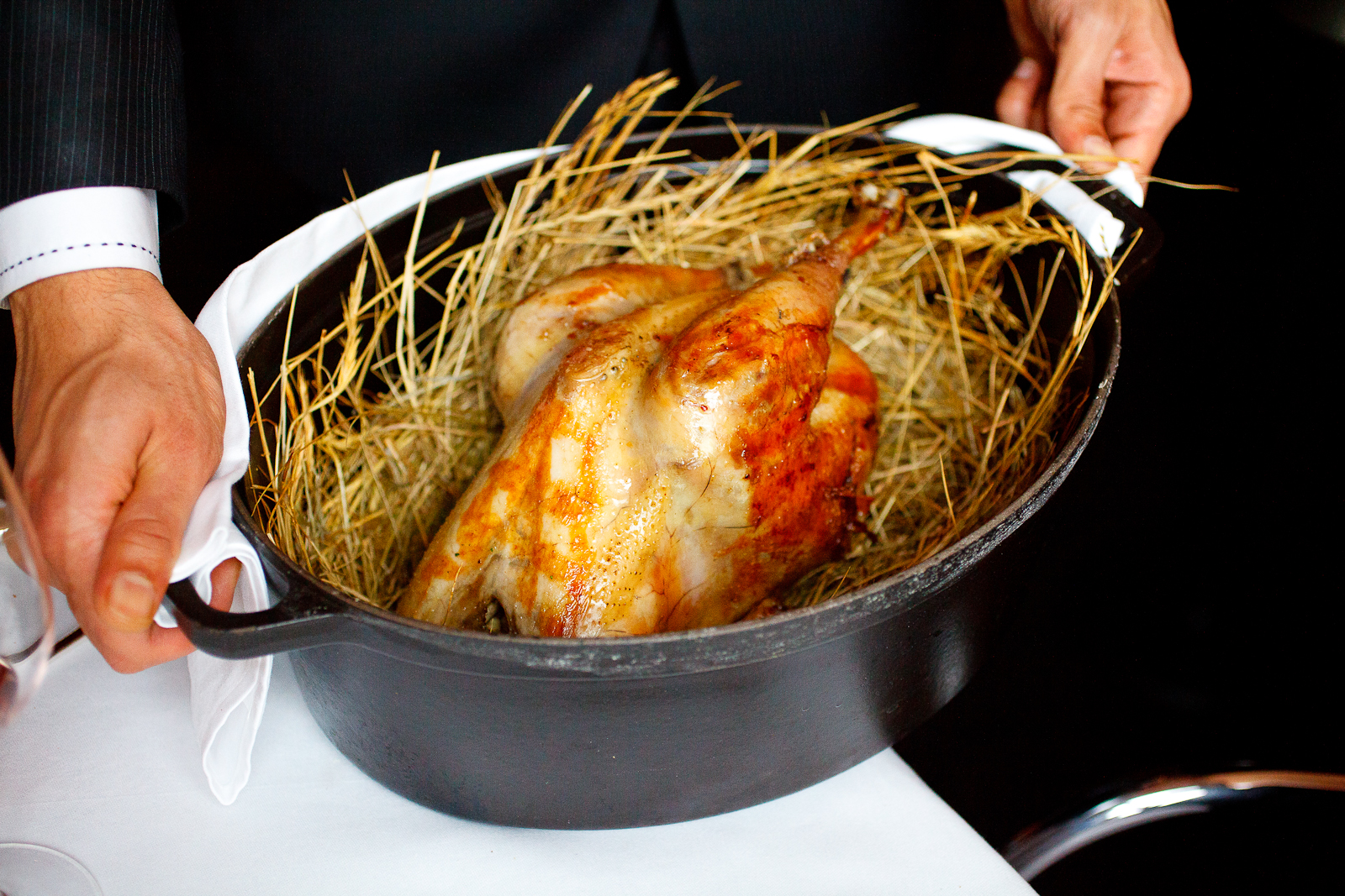 Poulet de bresse baked in hay