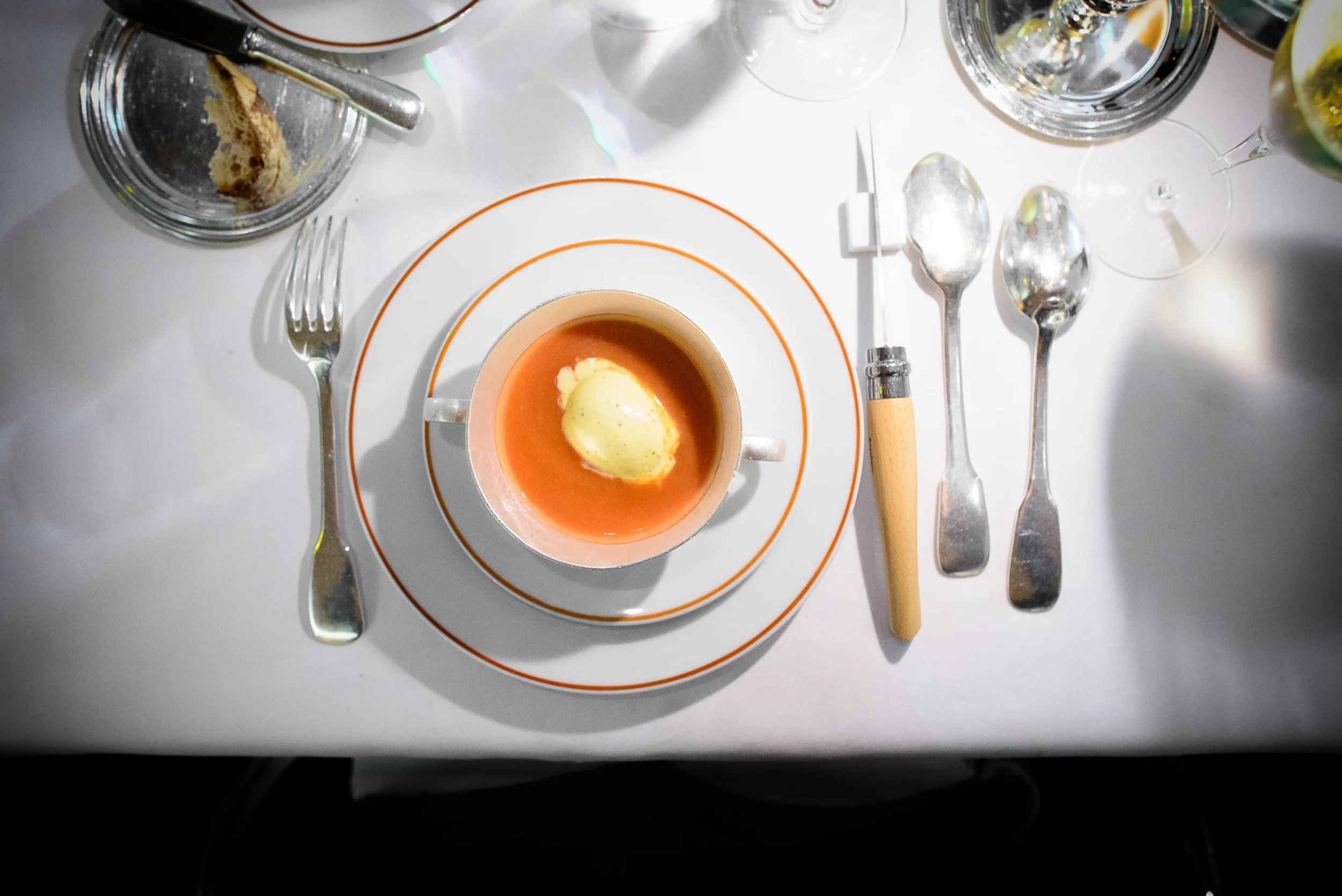 5th Course: Gazpacho with mustard ice