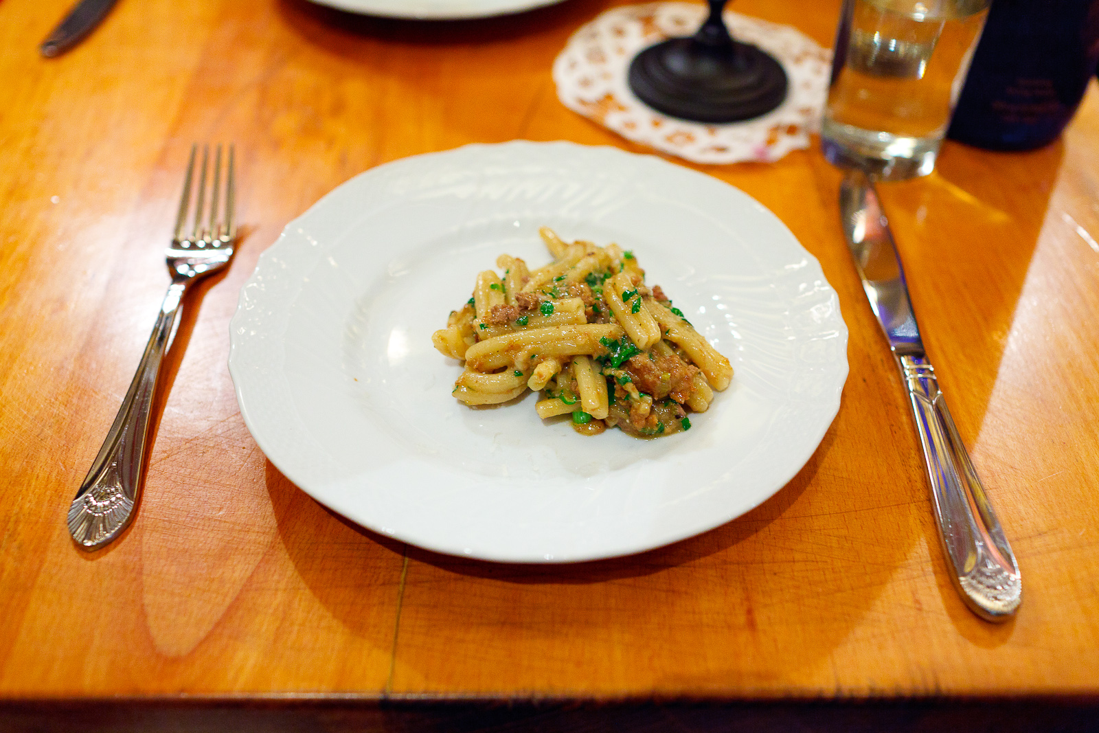5th Course: Gemelli pasta, dirty duck ragu