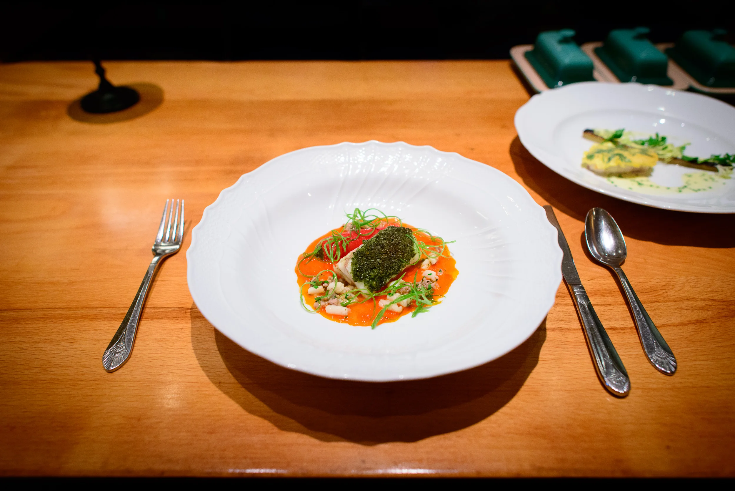 17th Course: Herbed monkfish, pepper marinara