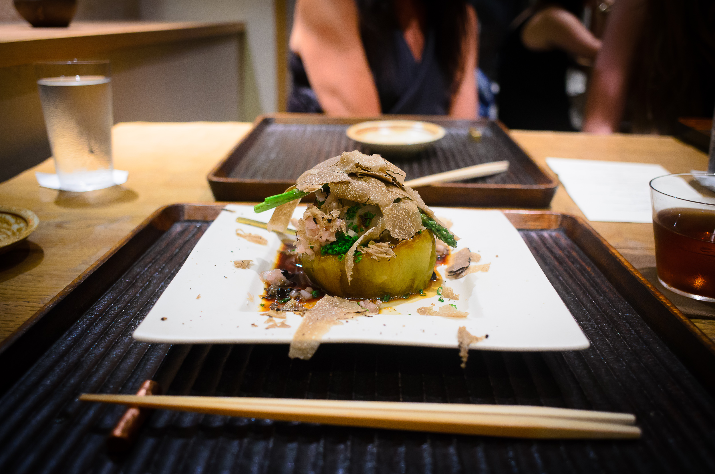4th Course: Porcini and morel mushroom "sukiyaki" with summer tr