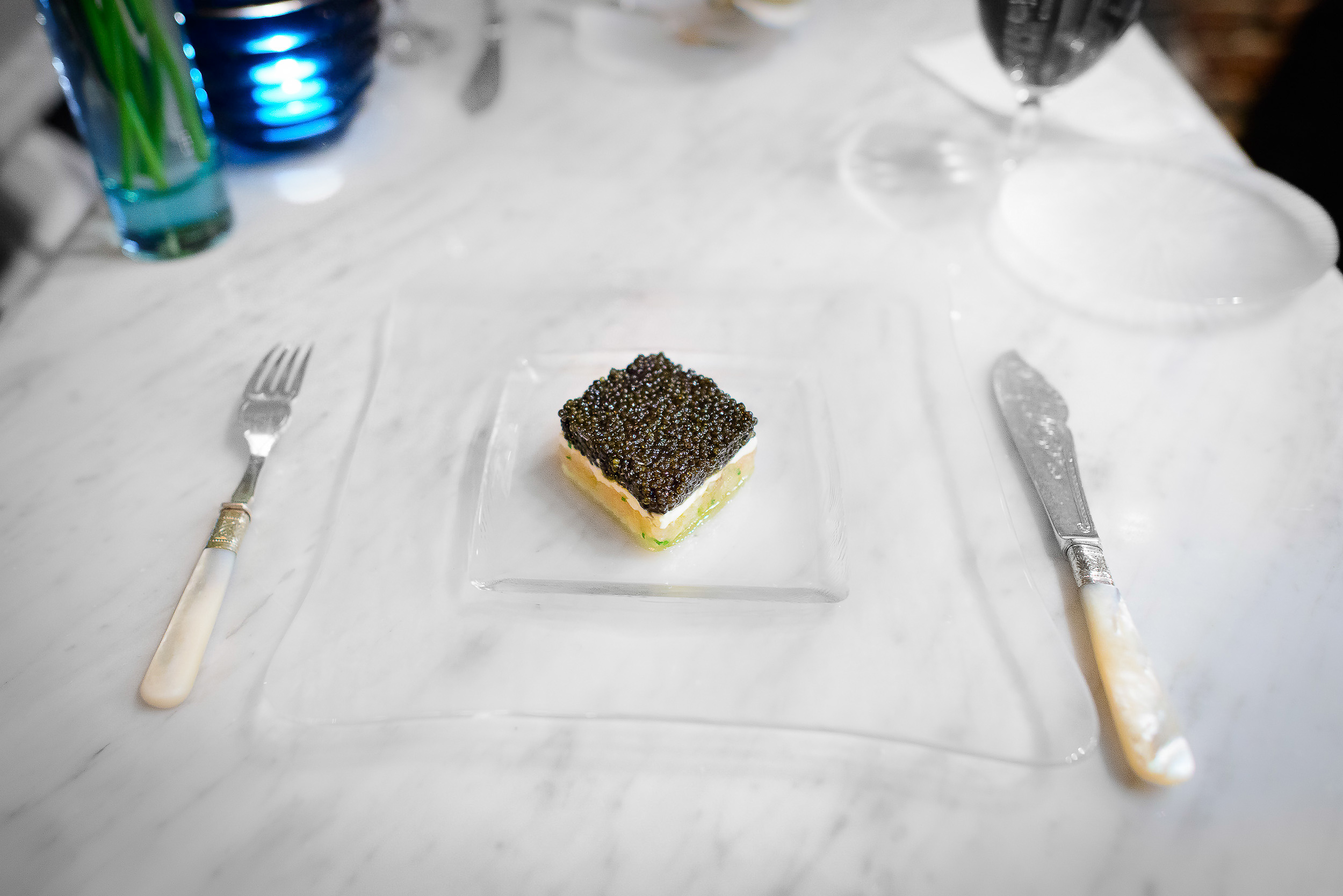 Tartare of shimaaji, caviar, ricotta cheese