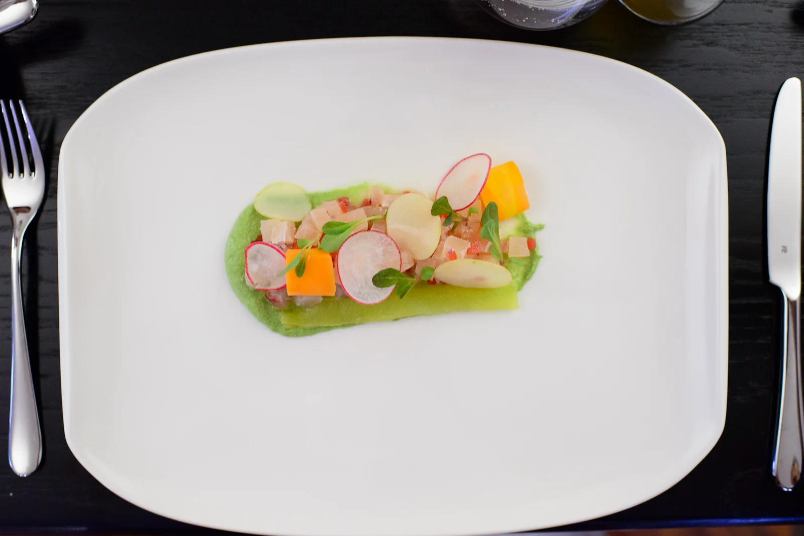 Marlin en escabeche con pipián de pepita de calabaza (Marlin es