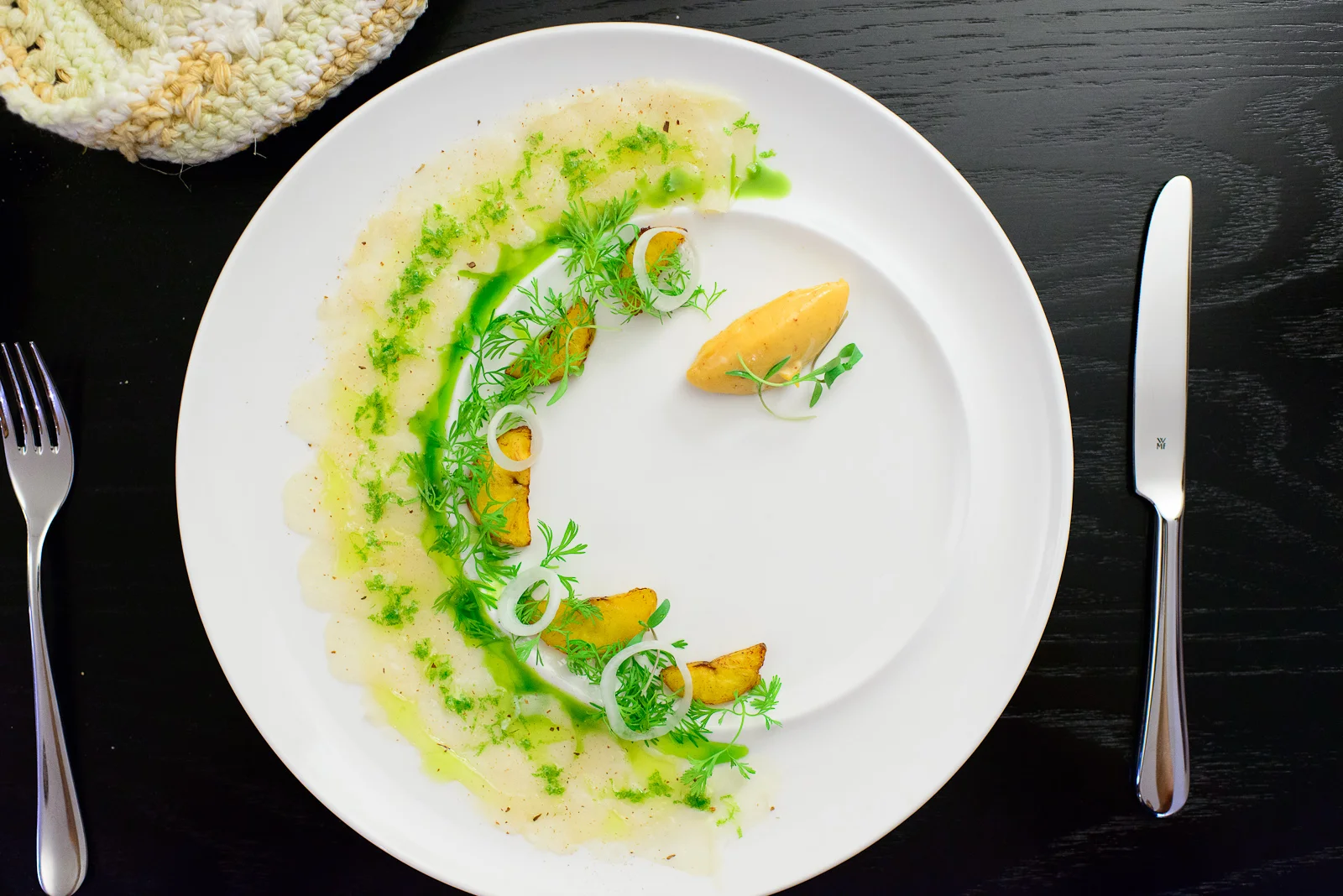 Crudo de callo de hacha a la talla con plátano macho (Raw diver