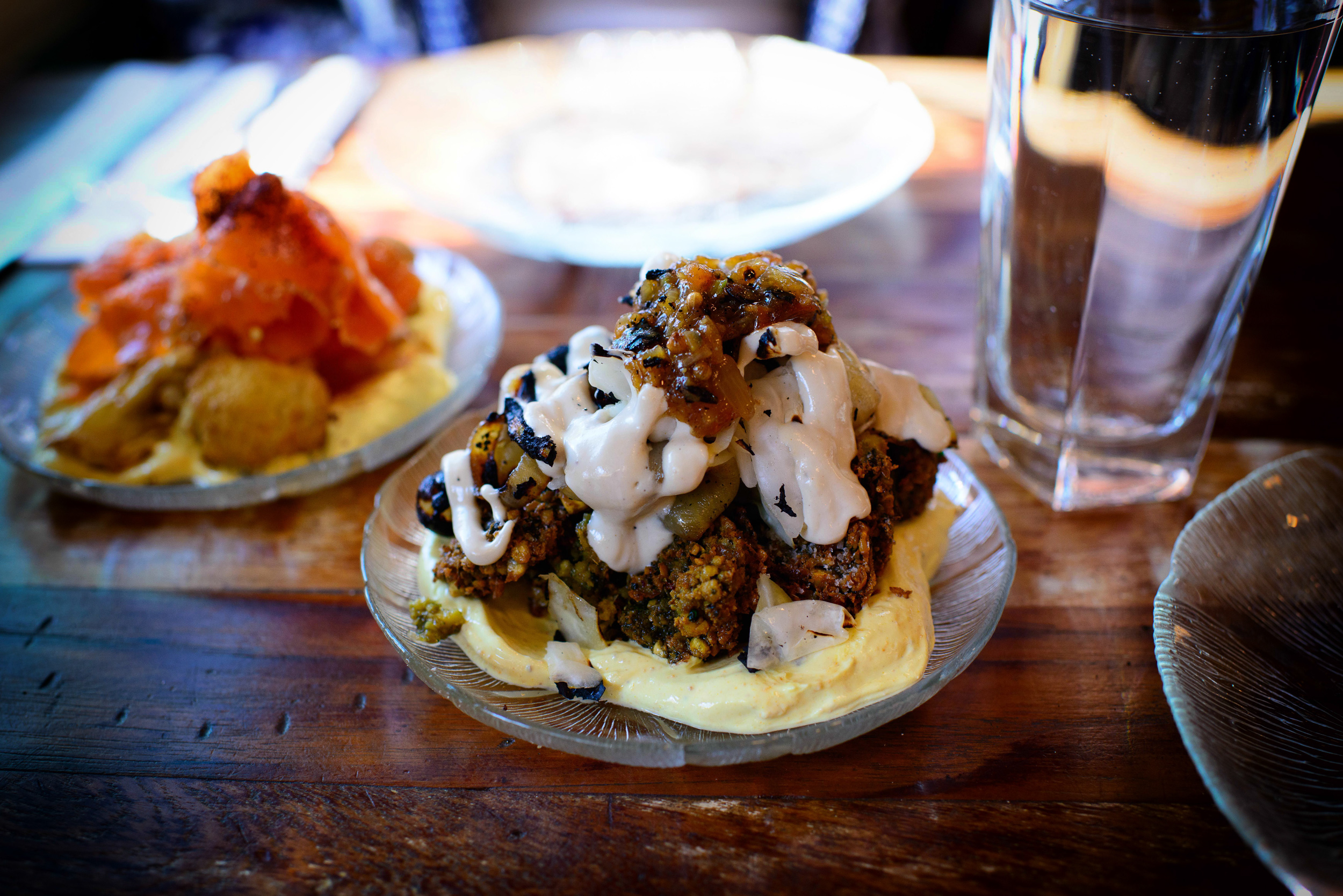 Aunt trippo's falafels - pickled cabbage, charred onion, yogurt