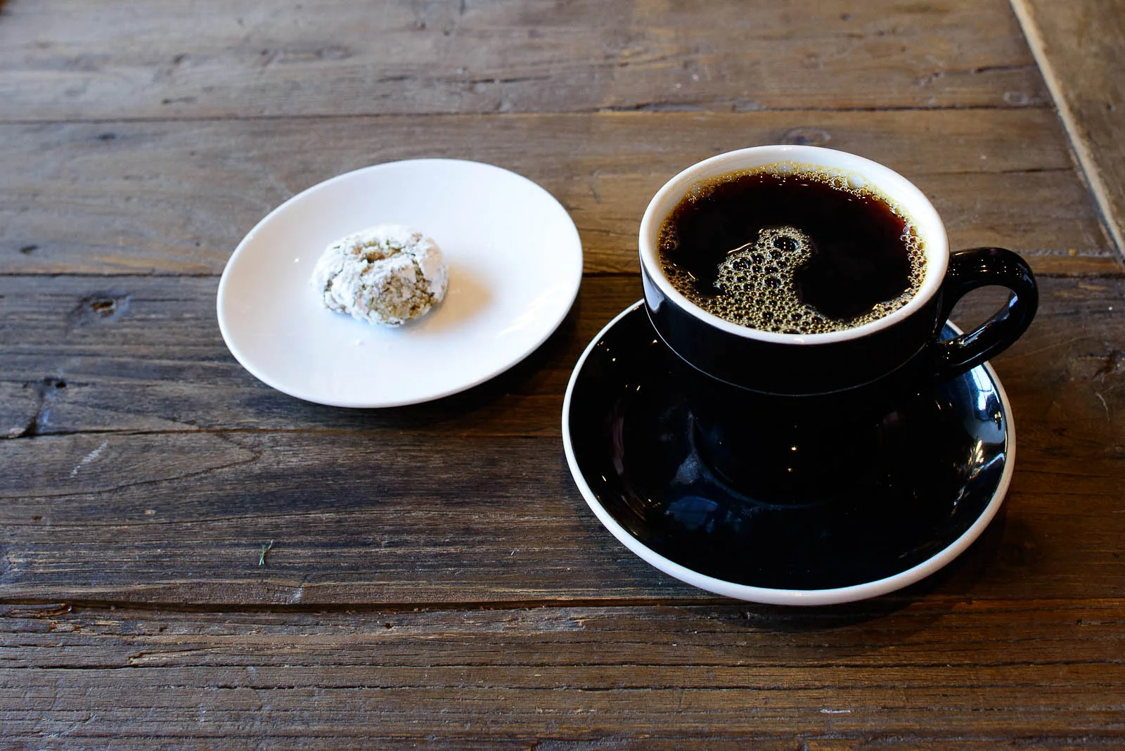 Agustín pour over with a pistachio sugar cookie