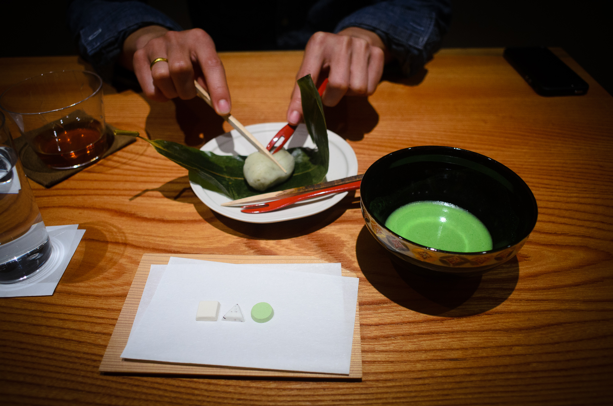 Matcha and sugar candies