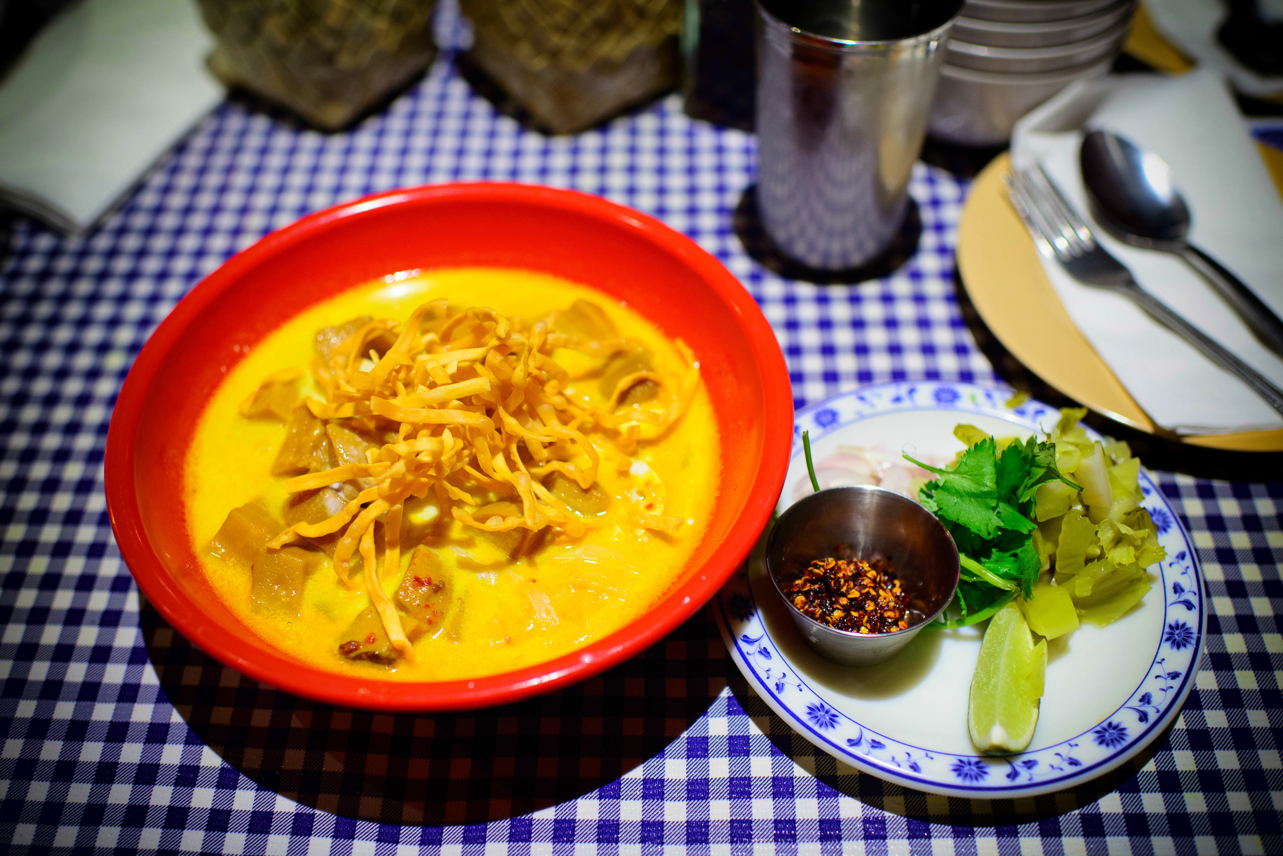 Khao Soi - Northern Thai mild curry noodle soup made with "secre