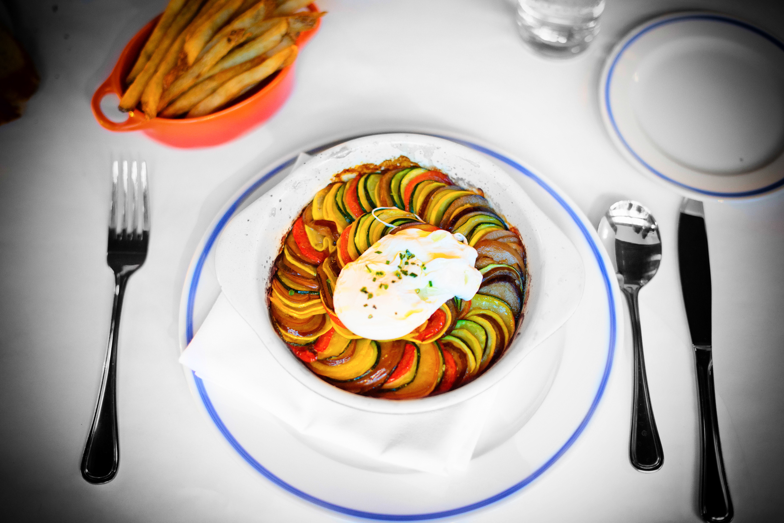 Ratatouille - oven-dried tomatoes, Japanese eggplant, soft-poach