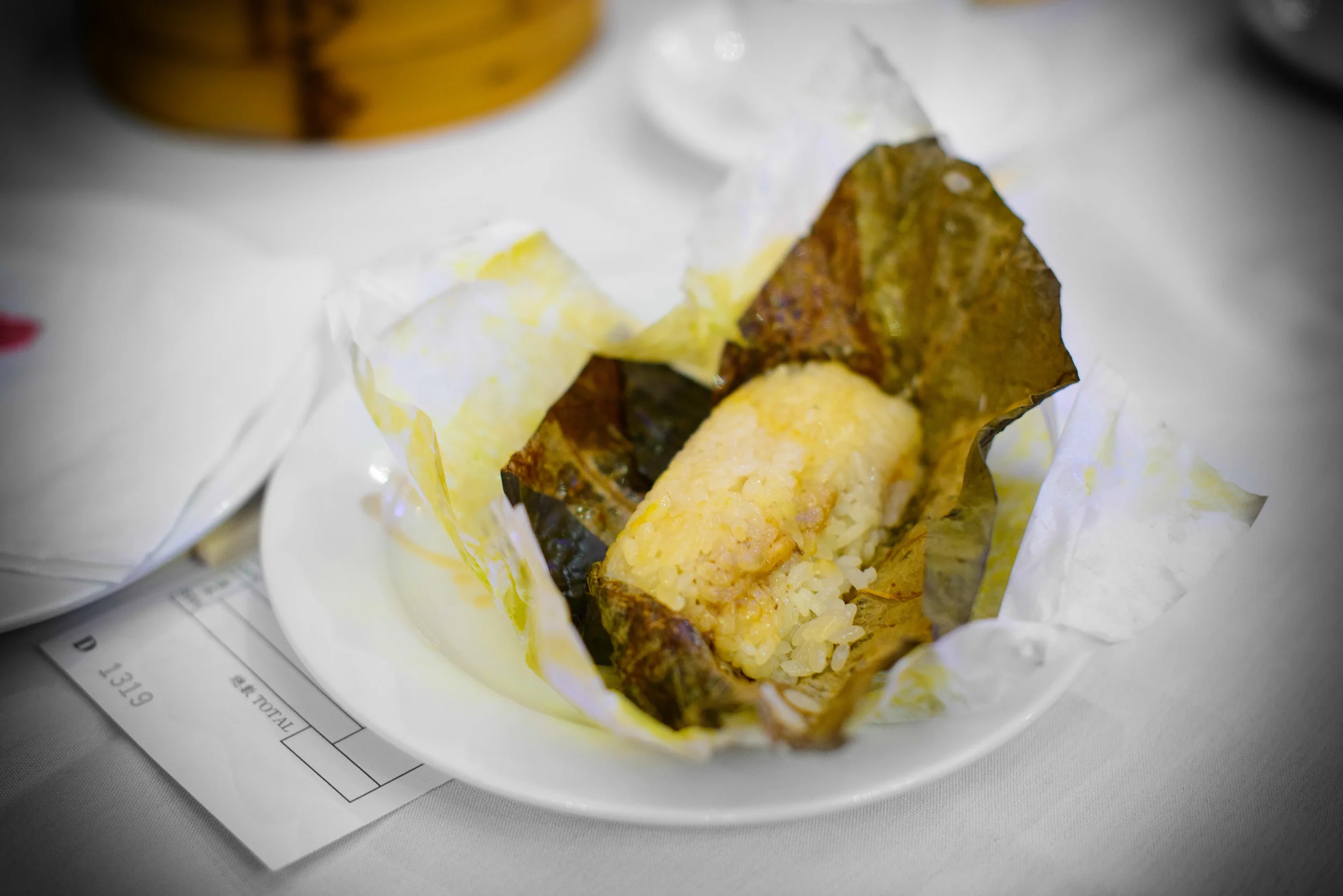 Taro leaf, sticky rice, dried shrimp, inside
