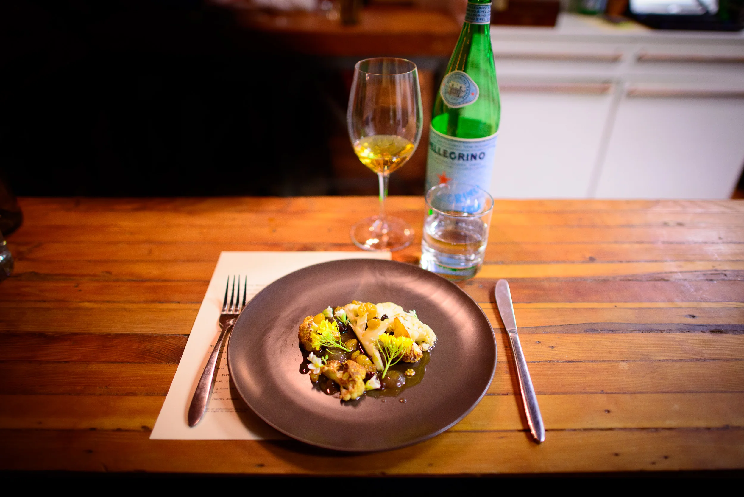 6th Course: Cauliflower cooked in various ways, with raisins, cu
