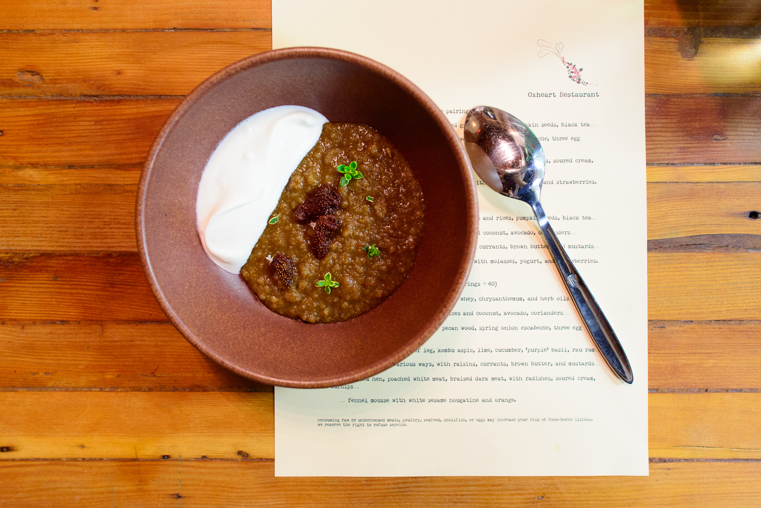 7th Course: Rye bread and sunchoke pudding sweetened with molass